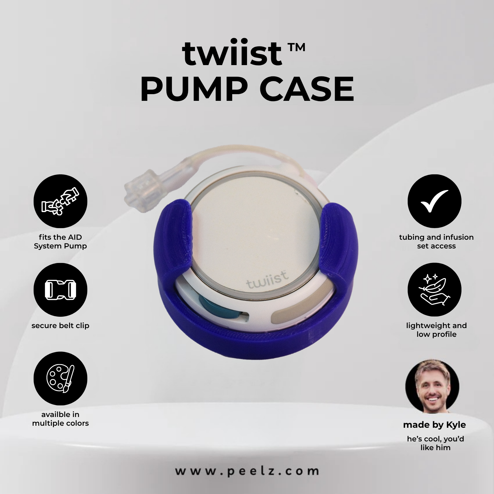 twiist™ AID System Pump Case with Belt Clip - Secure Carry Case for twiist - Pump Peelz
