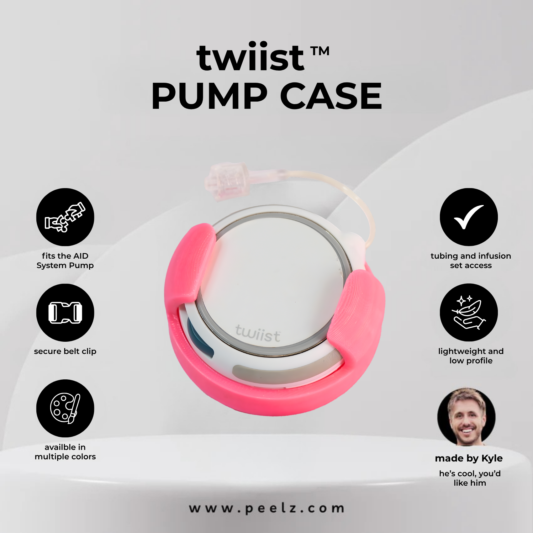 twiist™ AID System Pump Case with Belt Clip - Secure Carry Case for twiist - Pump Peelz