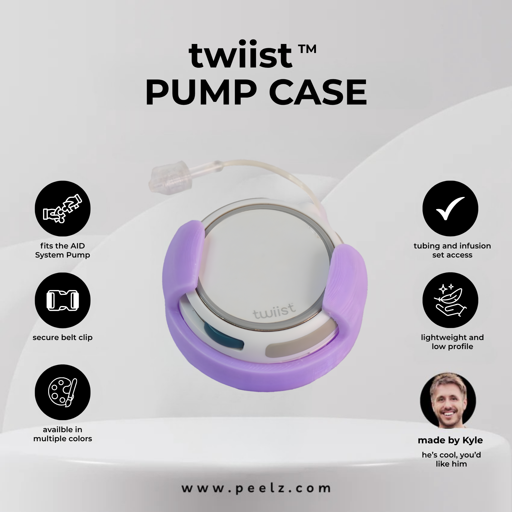 twiist™ AID System Pump Case with Belt Clip - Secure Carry Case for twiist - Pump Peelz