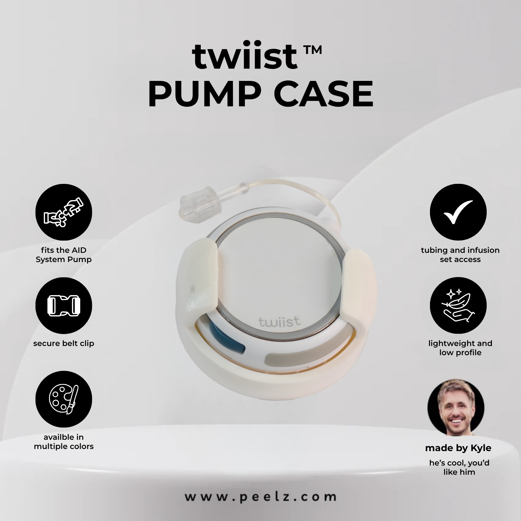twiist™ AID System Pump Case with Belt Clip - Secure Carry Case for twiist - Pump Peelz