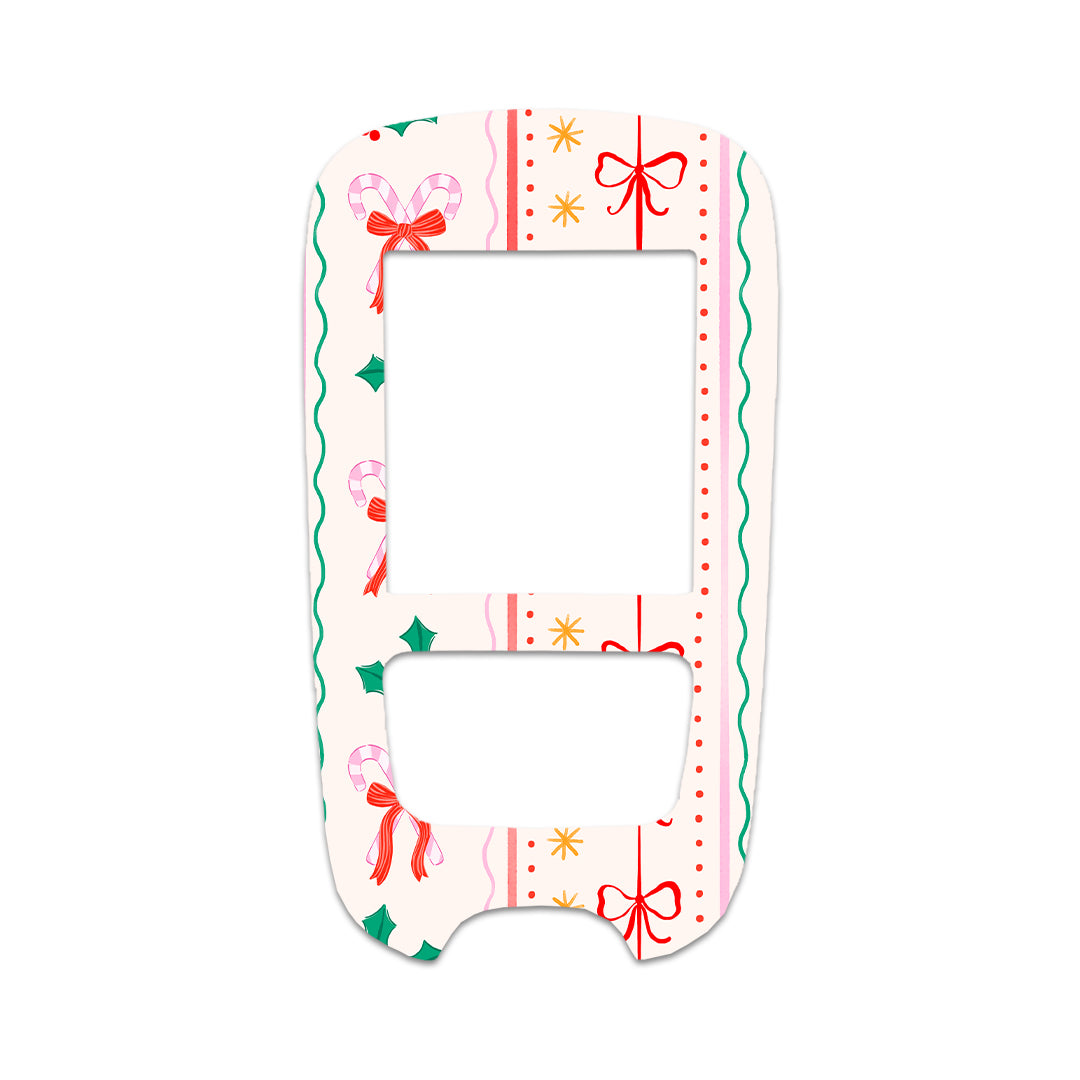 Holly Jolly Ribbon Accu-Chek Guide Glucometer Sticker - Pump Peelz