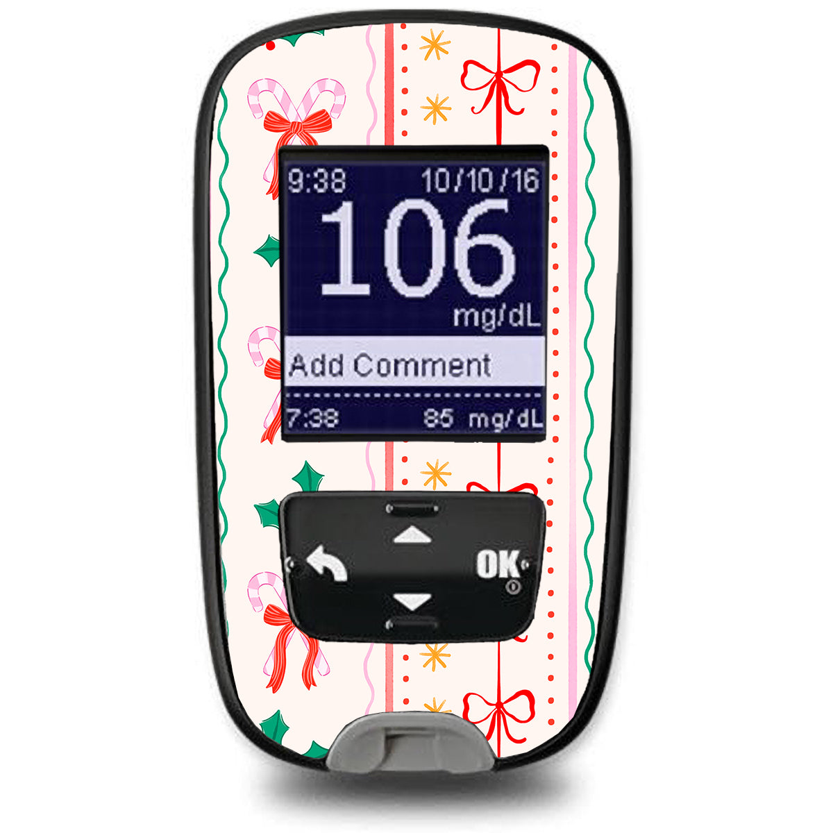 Holly Jolly Ribbon Accu-Chek Guide Glucometer Sticker - Pump Peelz