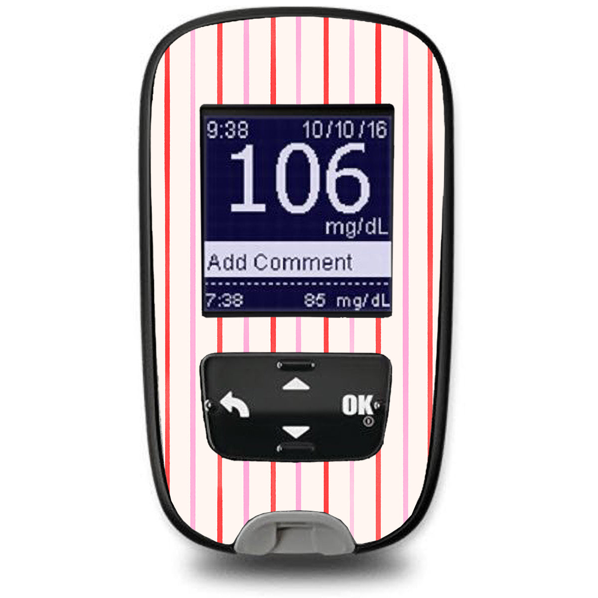 Peppermint Stripes Accu-Chek Guide Glucometer Sticker - Pump Peelz