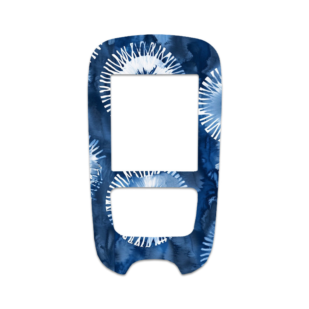 Monochrome Blue Tie Dye Sticker for the Accu-Chek Guide Glucometer