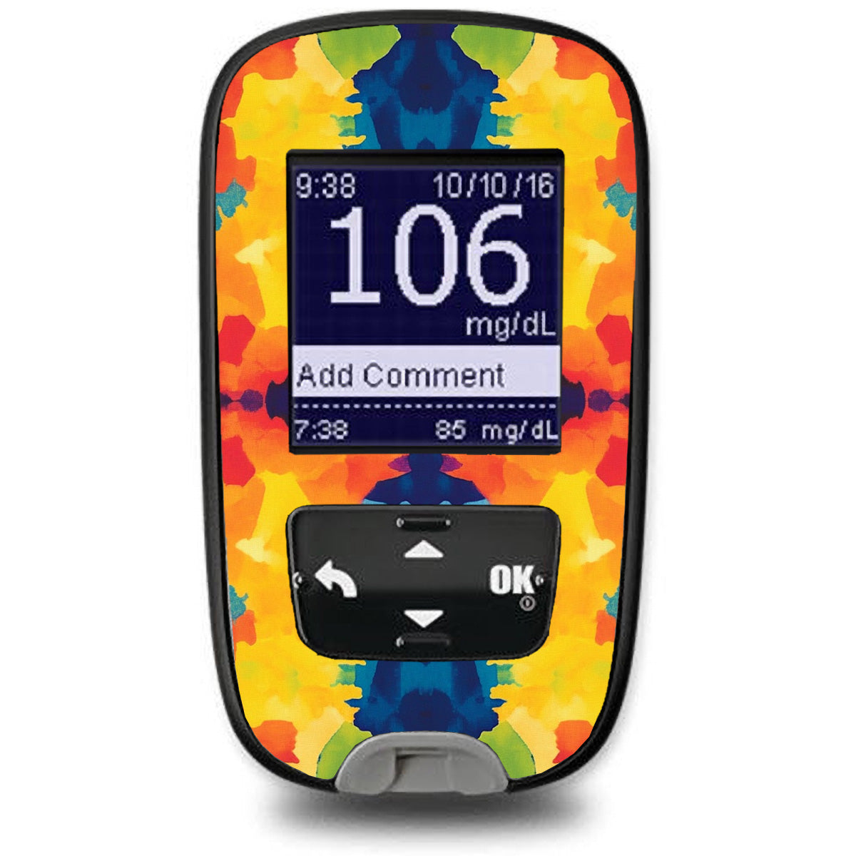 Bright Tie Dye Sticker for the Accu-Chek Guide Glucometer