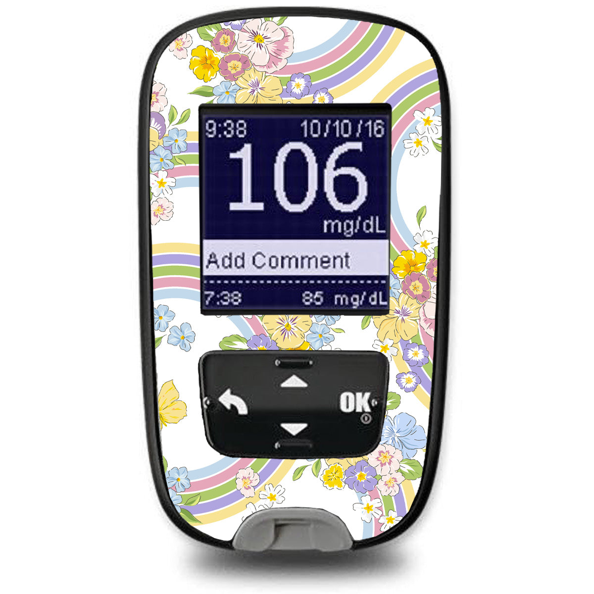 Rainbow Blooms Sticker for the Accu-Chek Guide Glucometer