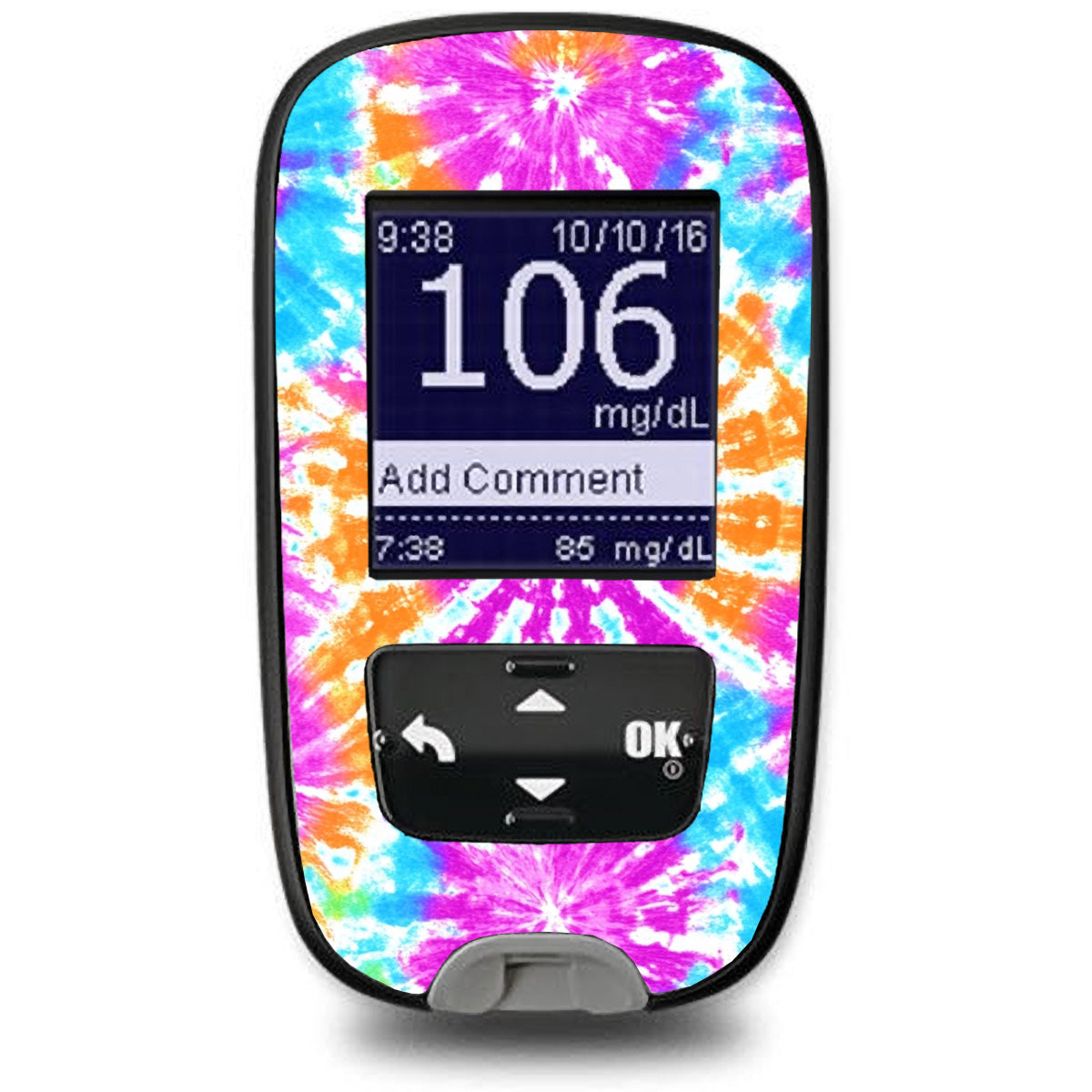 Neon Tie Dye Sticker for the Accu-Chek Guide Glucometer