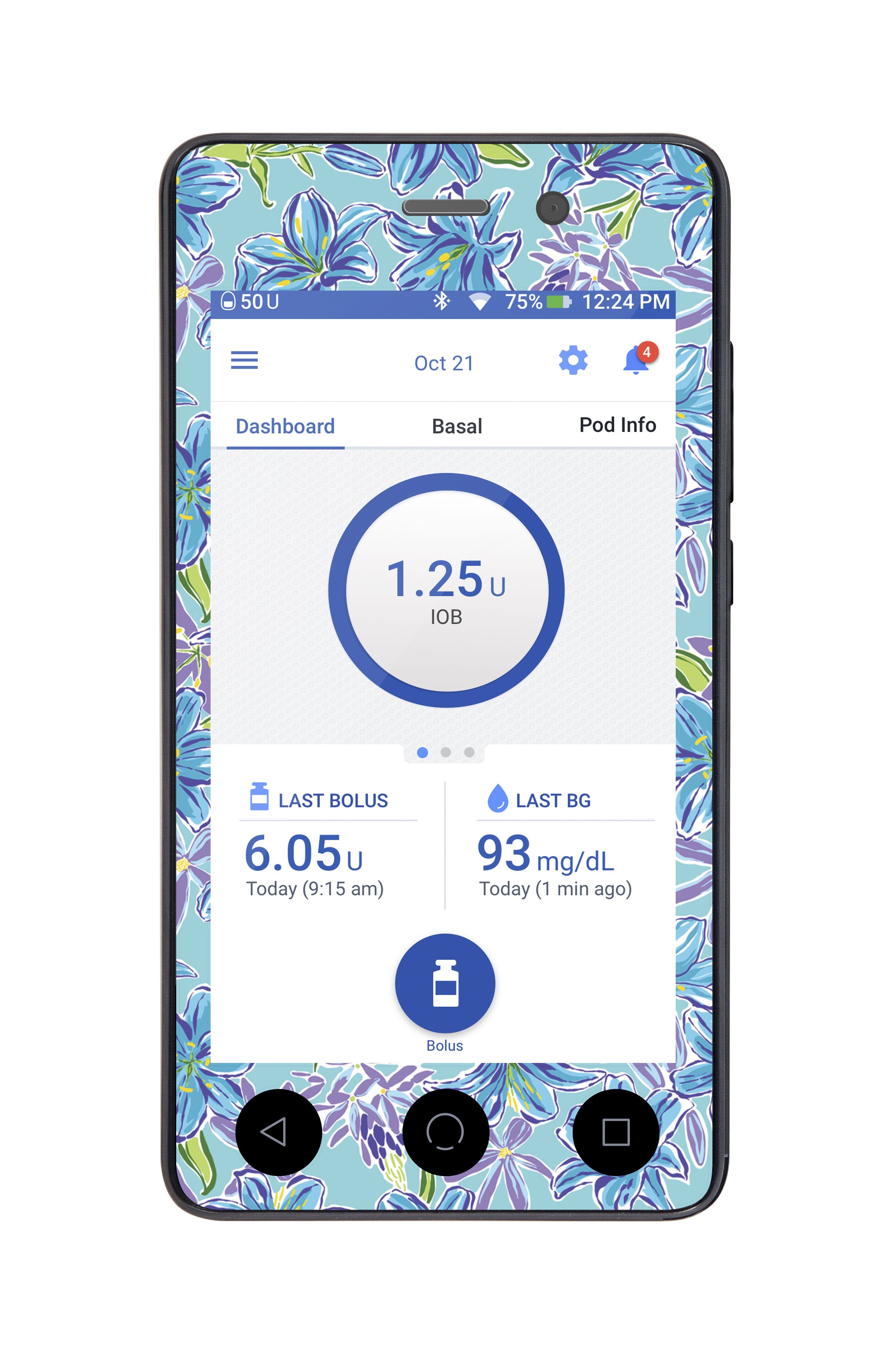 Azul Flowers Omnipod Dash Peelz For Pdm