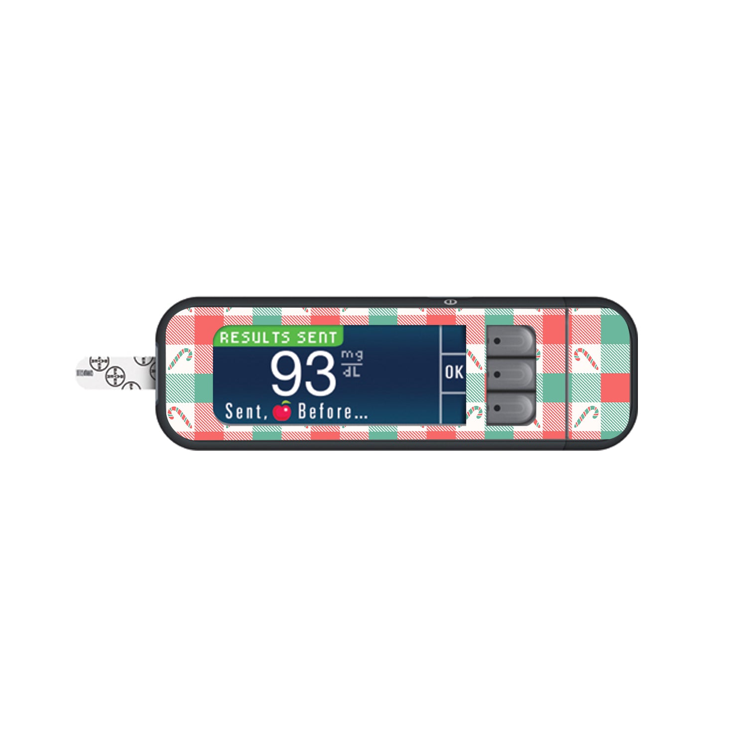 Peppermint Plaid Bayer Contour Next Glucometer Sticker - Pump Peelz