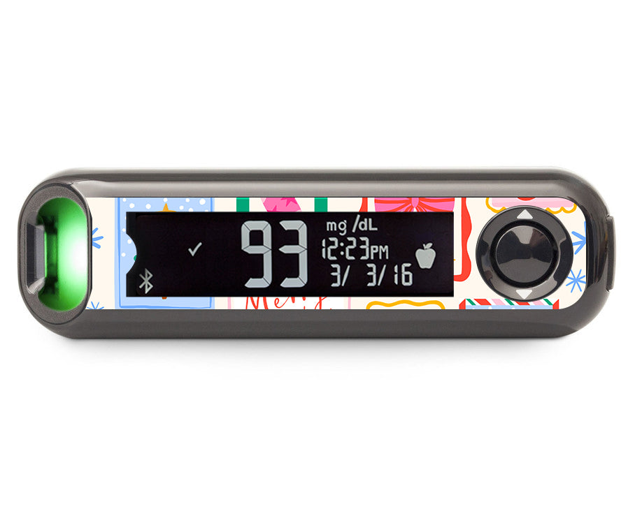 Holiday Greetings Bayer Contour© Next One Glucometer Sticker - Pump Peelz