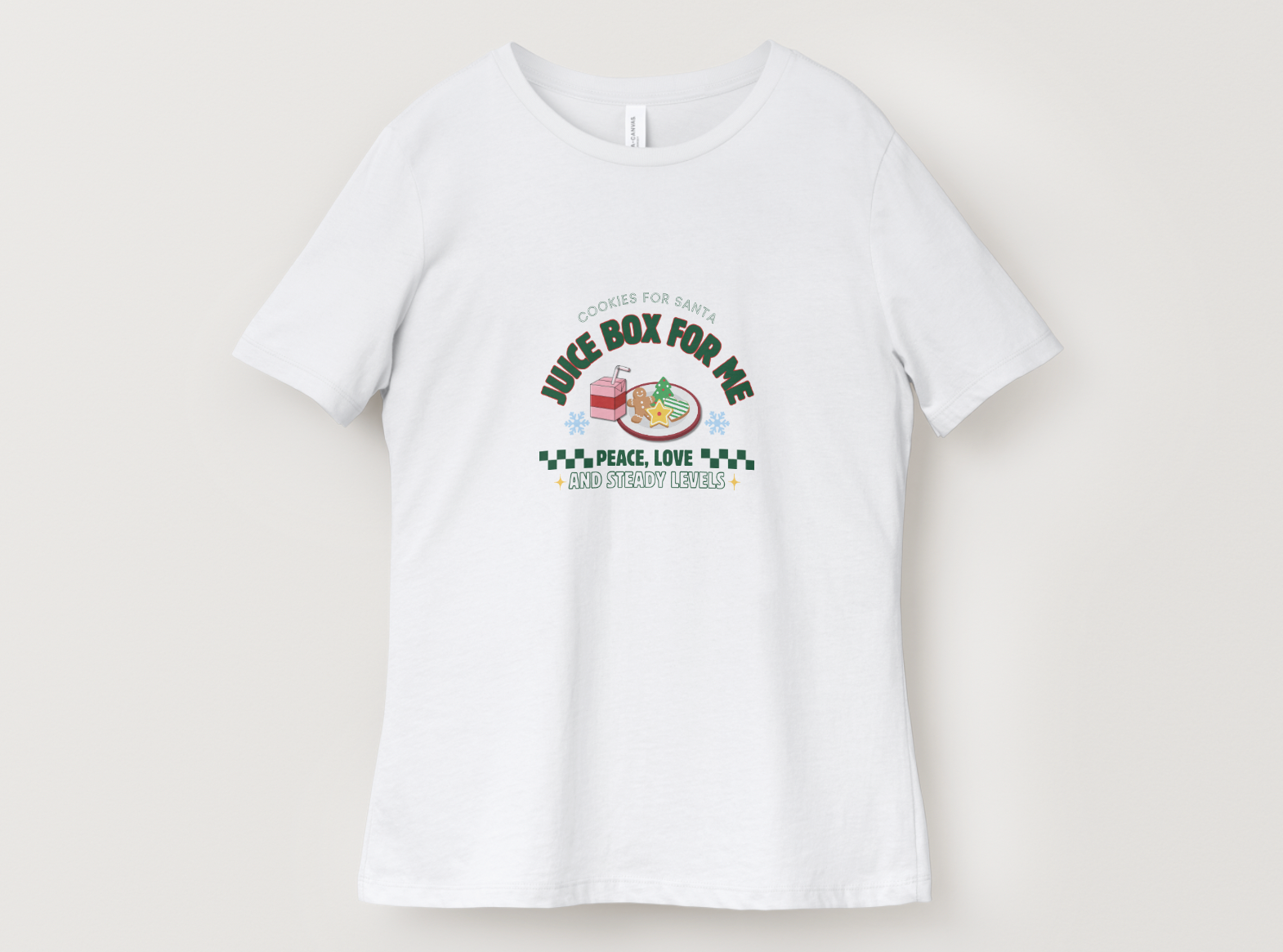 White t-shirt with graphic design on a white background