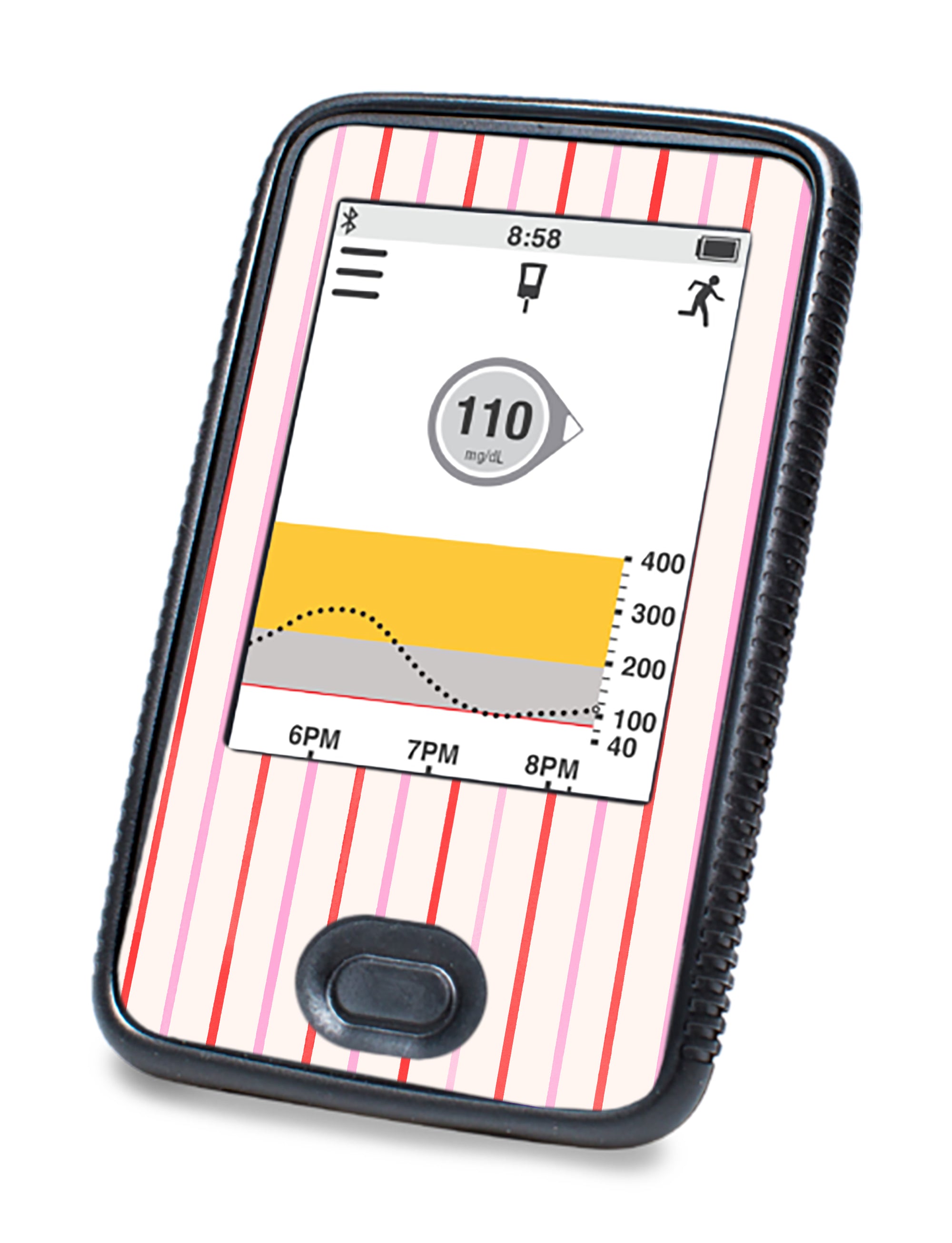Peppermint Stripes Dexcom G6 Touchscreen Receiver Sticker - Pump Peelz