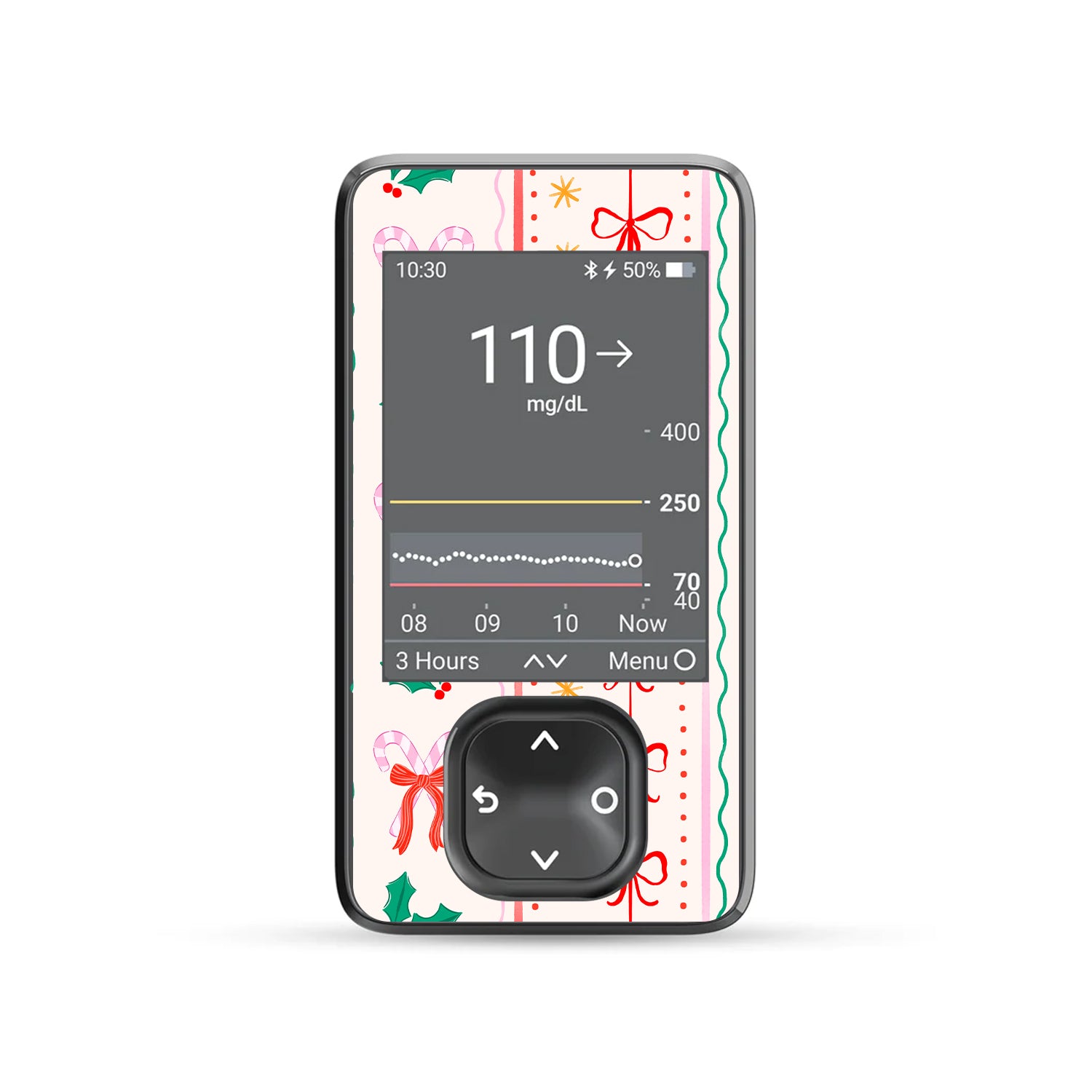 Holly Jolly Ribbon Dexcom G7 and G6 Touchscreen Receiver Sticker - Pump Peelz