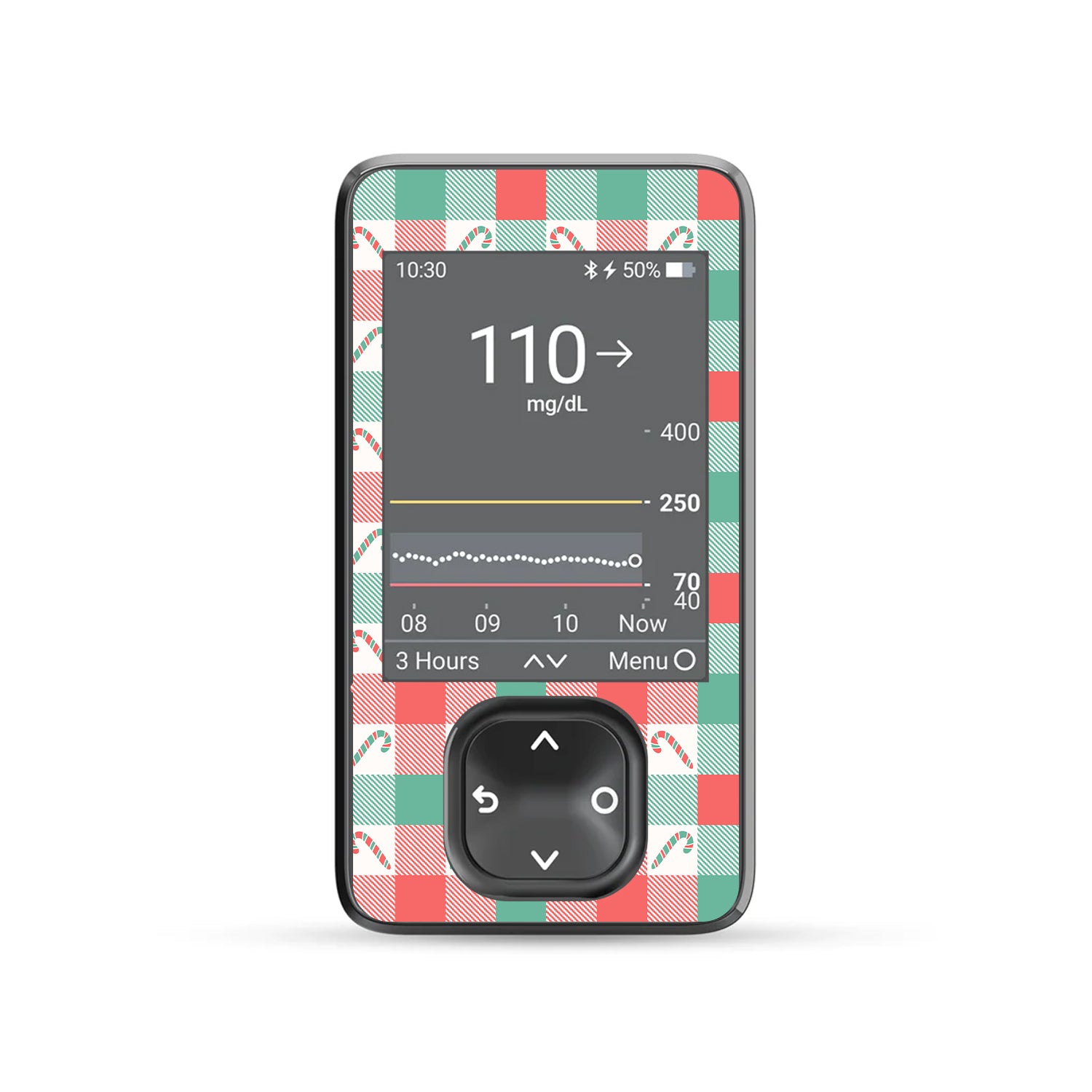 Peppermint Plaid Dexcom G7 and G6 Touchscreen Receiver Sticker - Pump Peelz