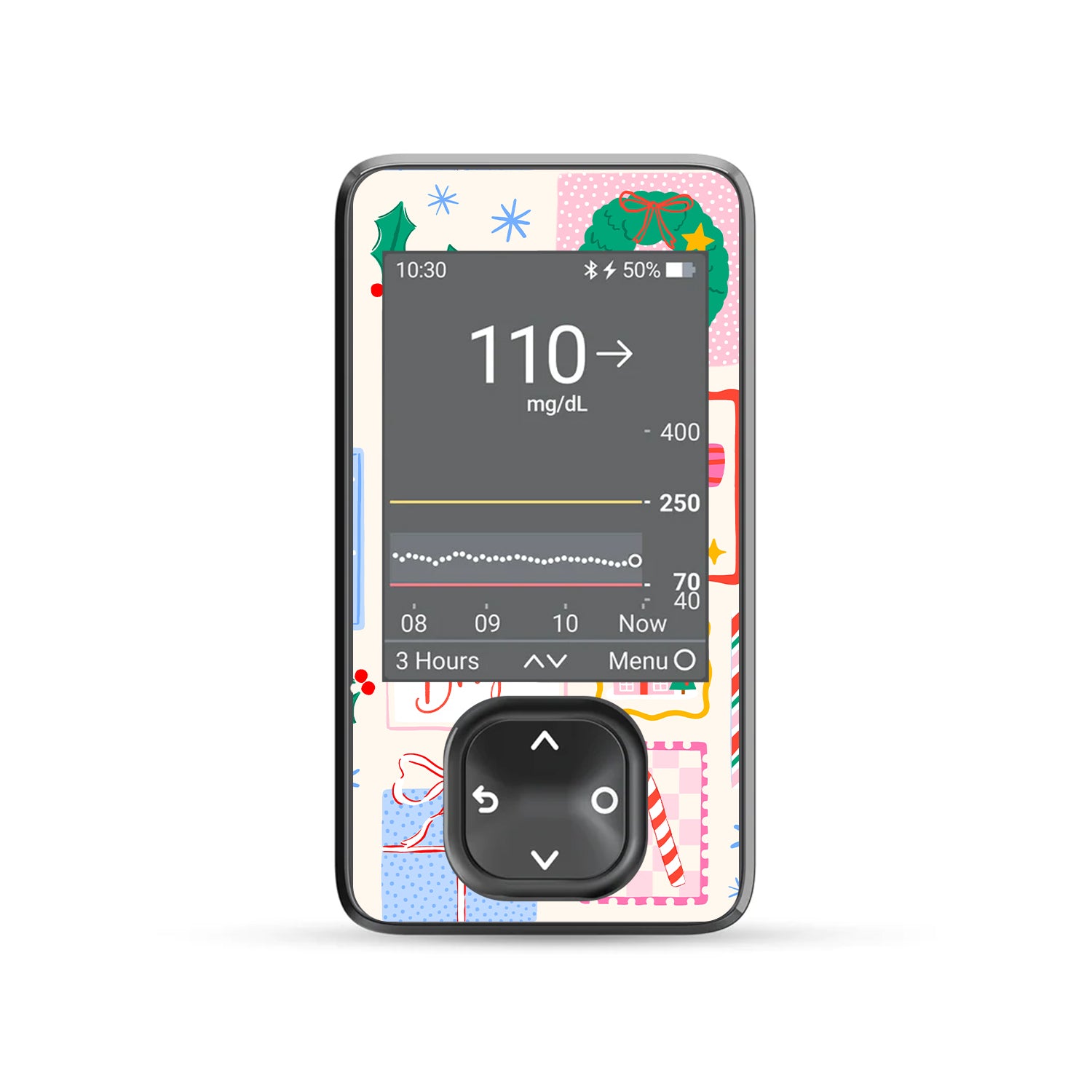 Holiday Greetings Dexcom G7 and G6 Touchscreen Receiver Sticker - Pump Peelz