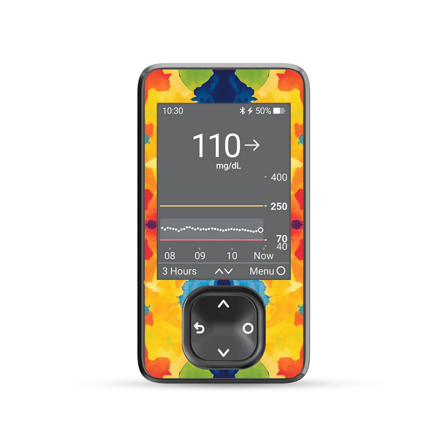 Bright Tie Dye DEXCOM G7 and G6 Touchscreen Receiver Sticker