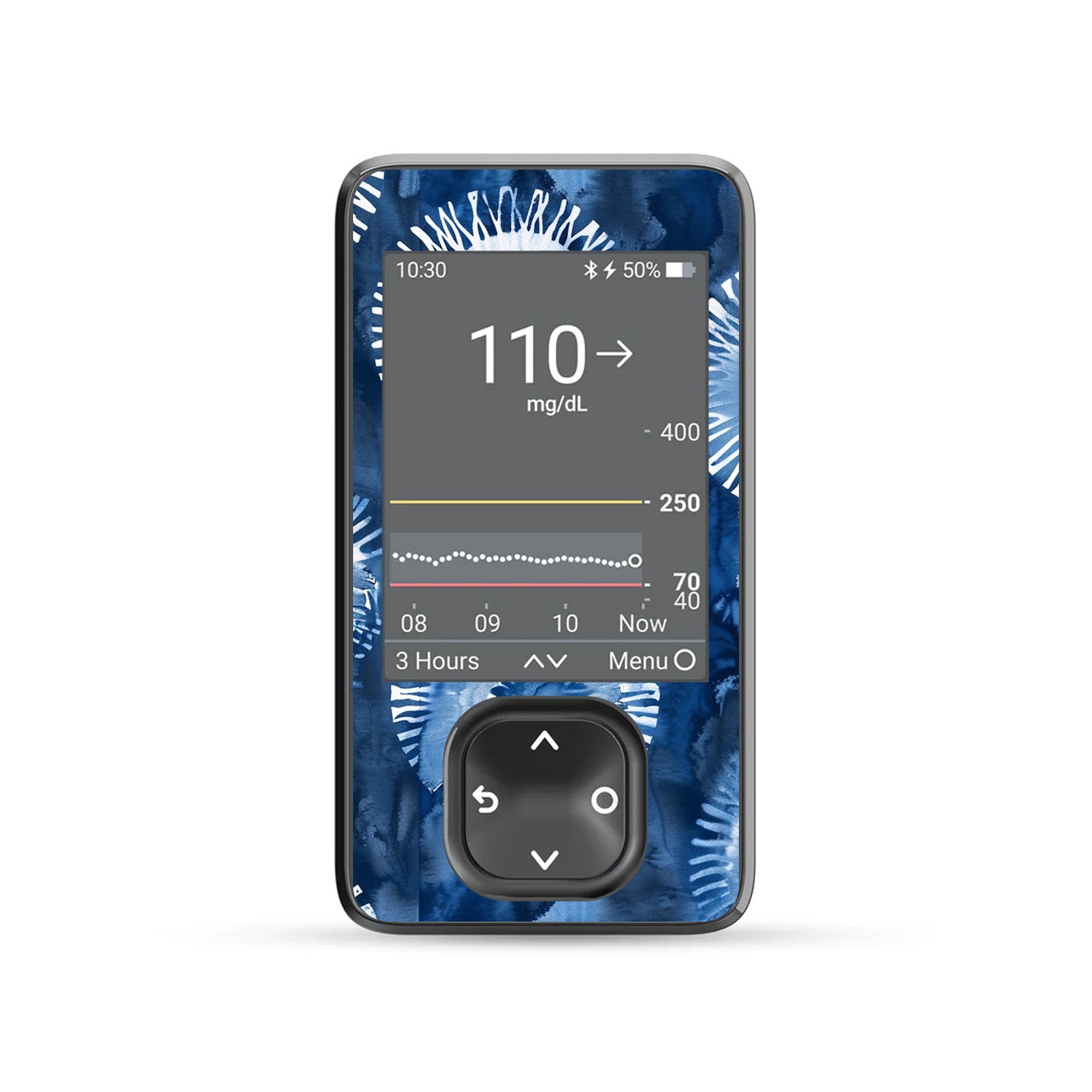 Monochrome Blue Tie Dye DEXCOM G7 and G6 Touchscreen Receiver Sticker