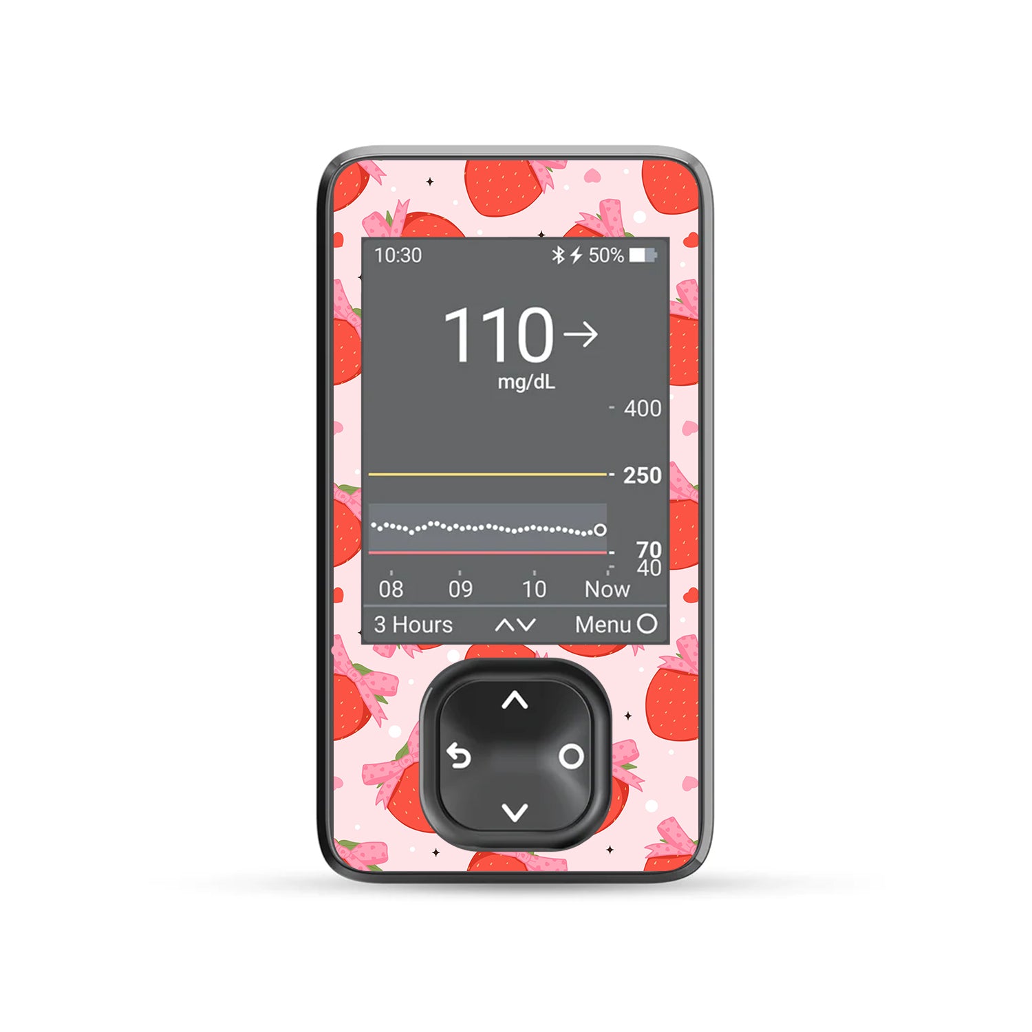 Strawberry Kisses Dexcom G7 and G6 Touchscreen Receiver Sticker - Pump Peelz