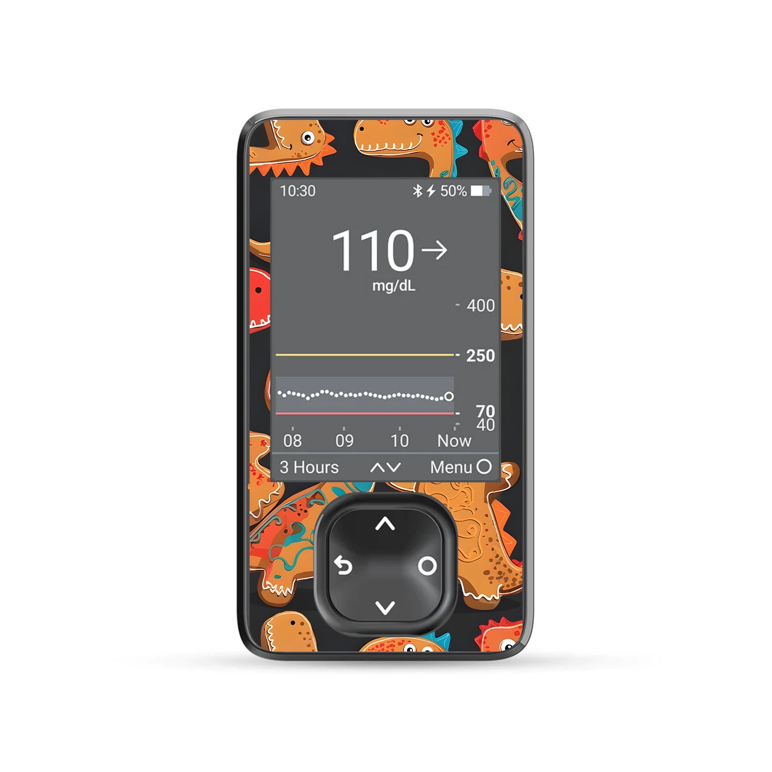 Jurassic Gingerbread Dexcom G7 and G6 Touchscreen Receiver Sticker - Pump Peelz