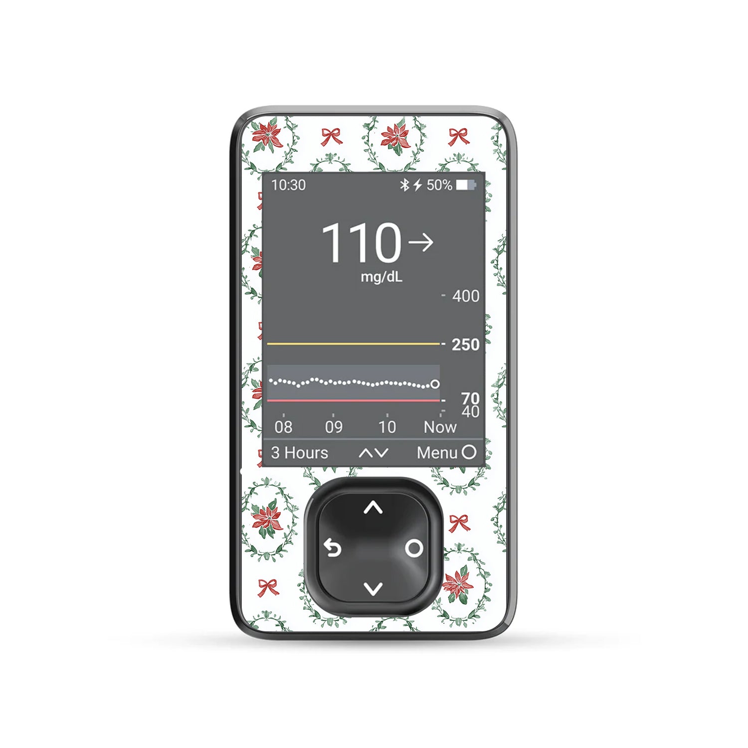 Poinsettia Parade Dexcom G7 and G6 Touchscreen Receiver Sticker - Pump Peelz