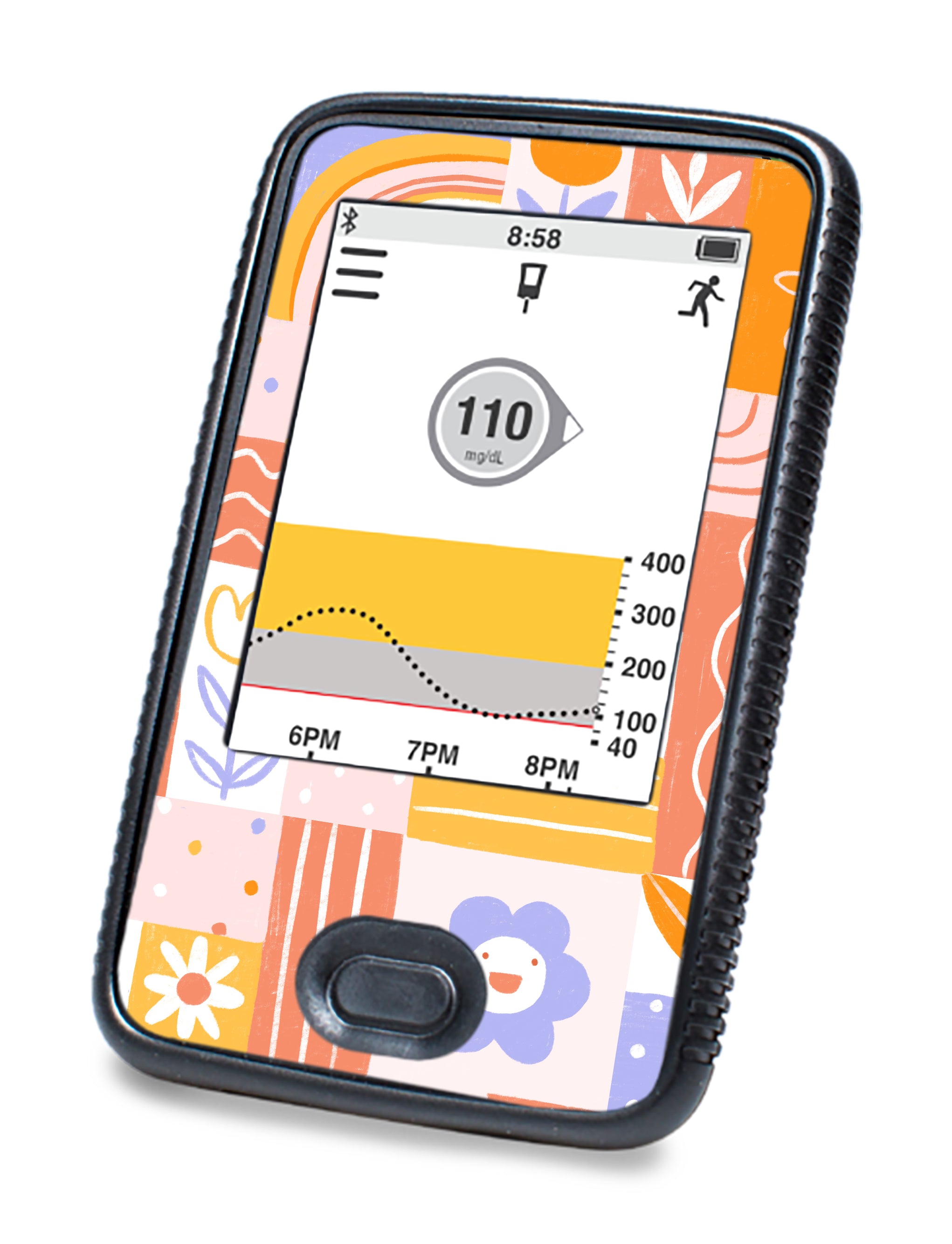Wildflower Doodle Dexcom G6 Touchscreen Receiver Sticker - Pump Peelz