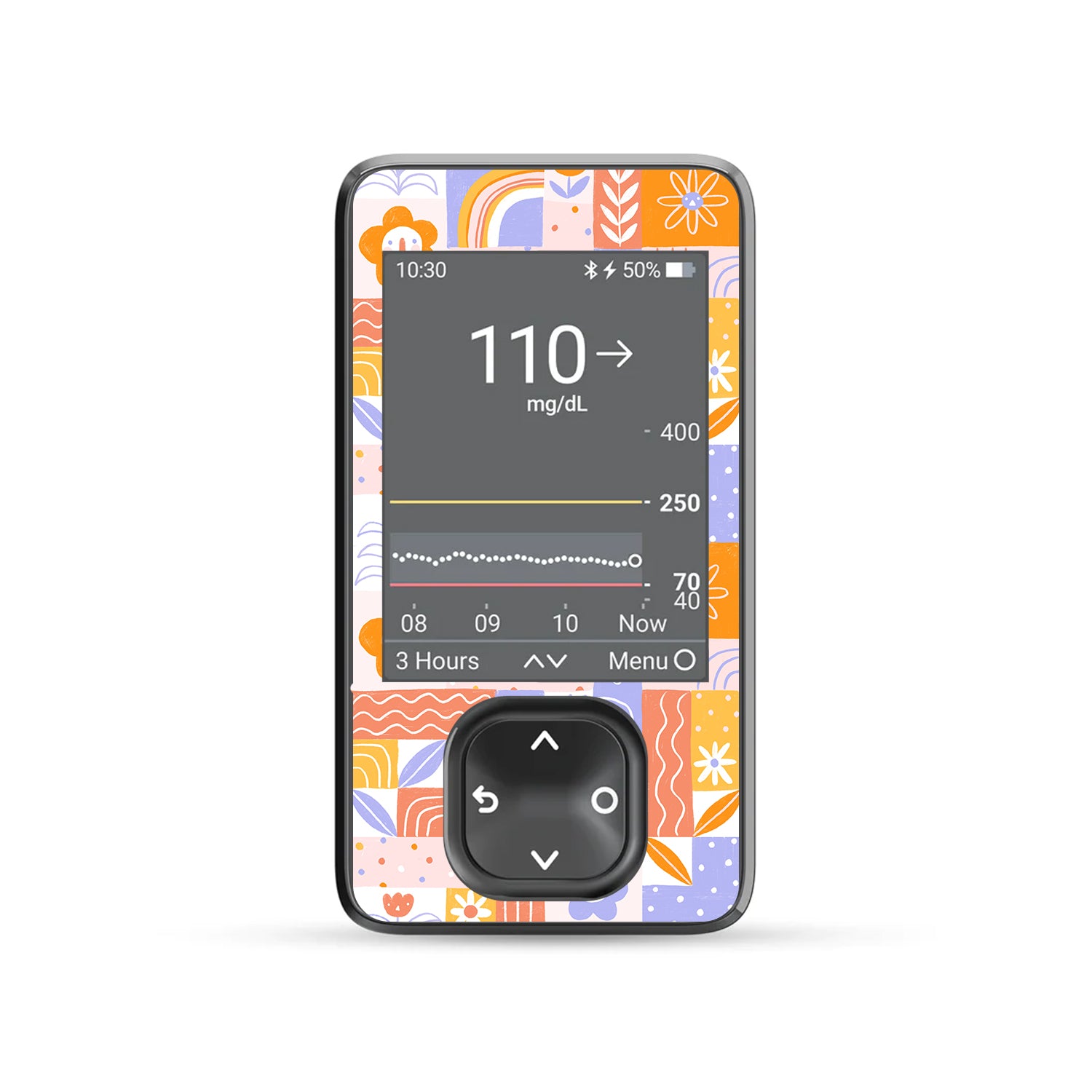 Wildflower Doodle Dexcom G7 Touchscreen Receiver Sticker - Pump Peelz