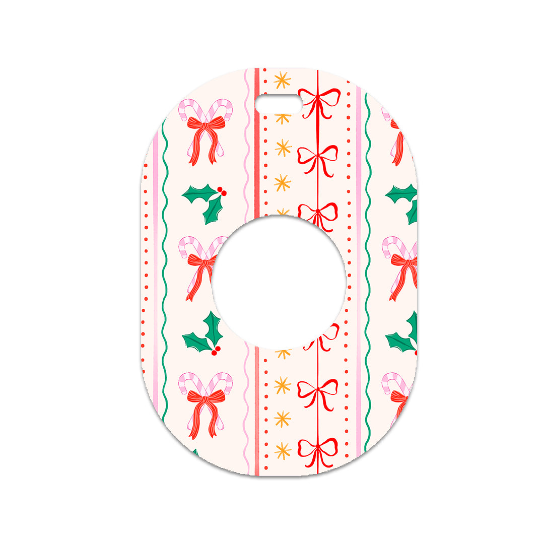 Holly Jolly Ribbon Eversense 365 Smart Transmitter Sticker - Pump Peelz