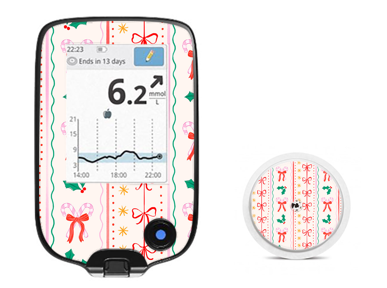 Holly Jolly Ribbon Freestyle Libre 2 Sticker - Pump Peelz