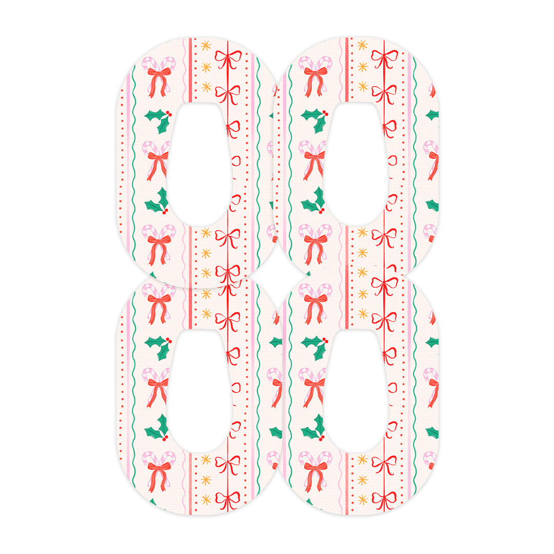 Holly Jolly Ribbon Dexcom G6 Patch Tape - Pump Peelz