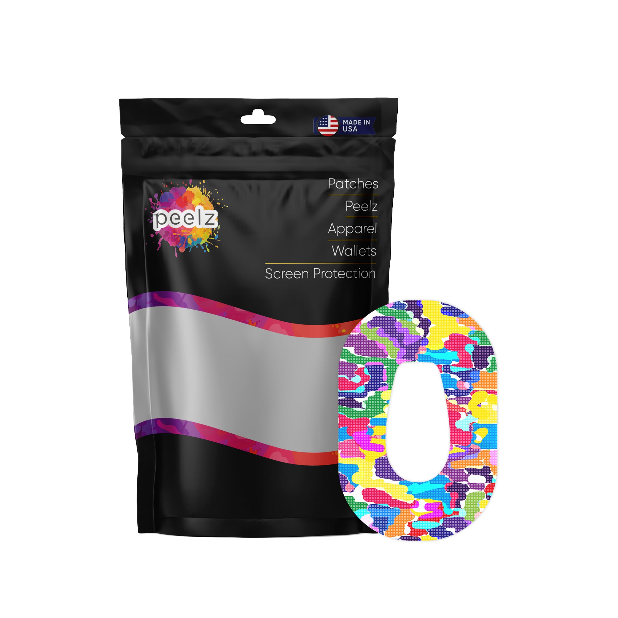 Pixel Splash Camo Dexcom G6 Patch Tape - Pump Peelz