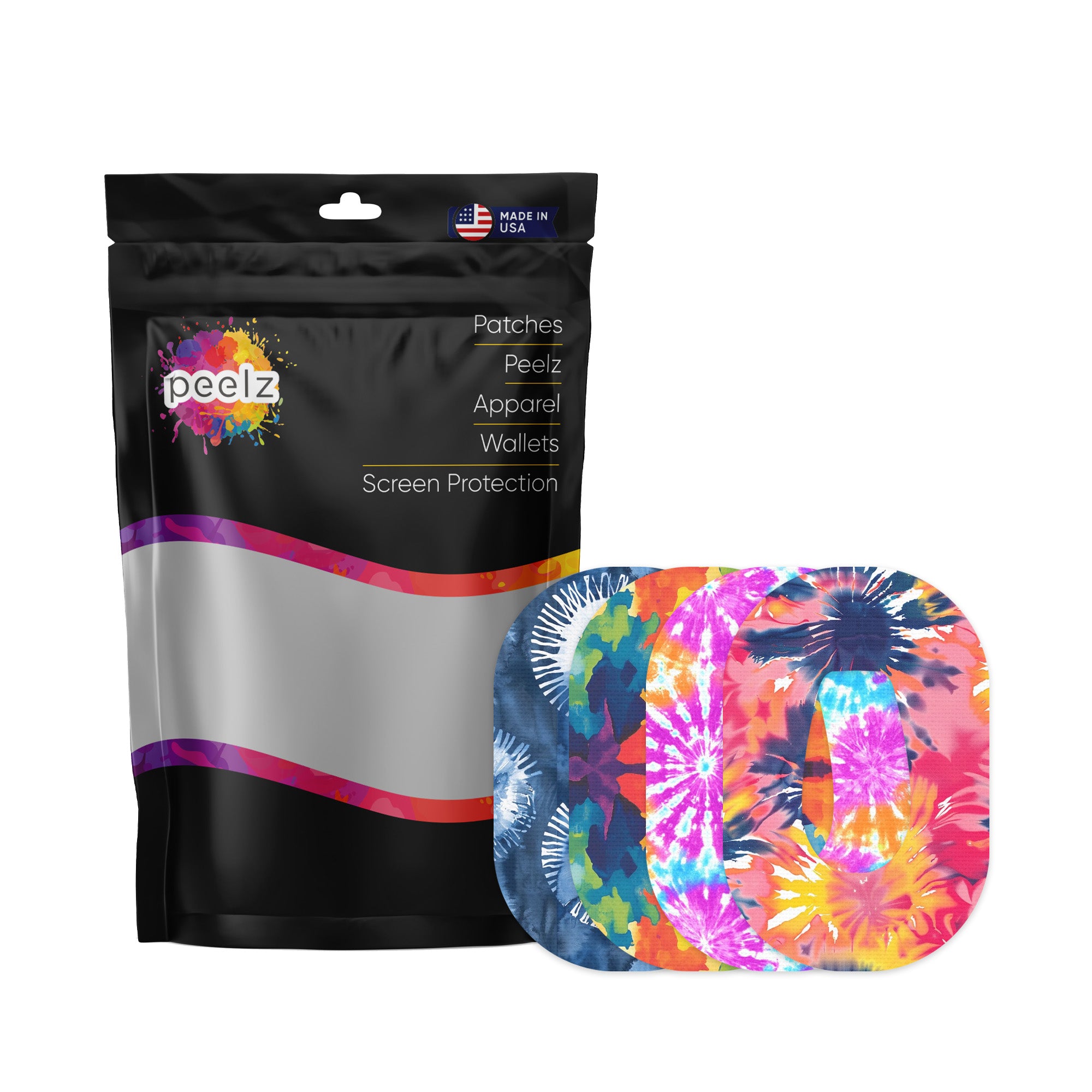 Tie Dye Variety Pack Dexcom G6 Patch Tape - Pump Peelz