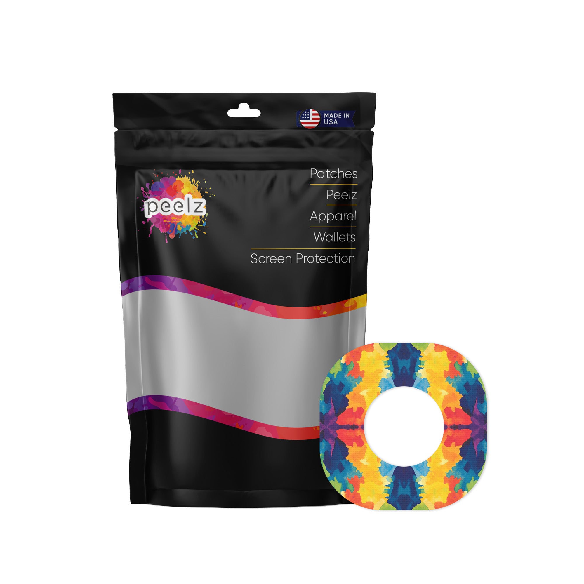 Bright Tie Dye Dexcom G7 and Stelo Patch Tape - Pump Peelz