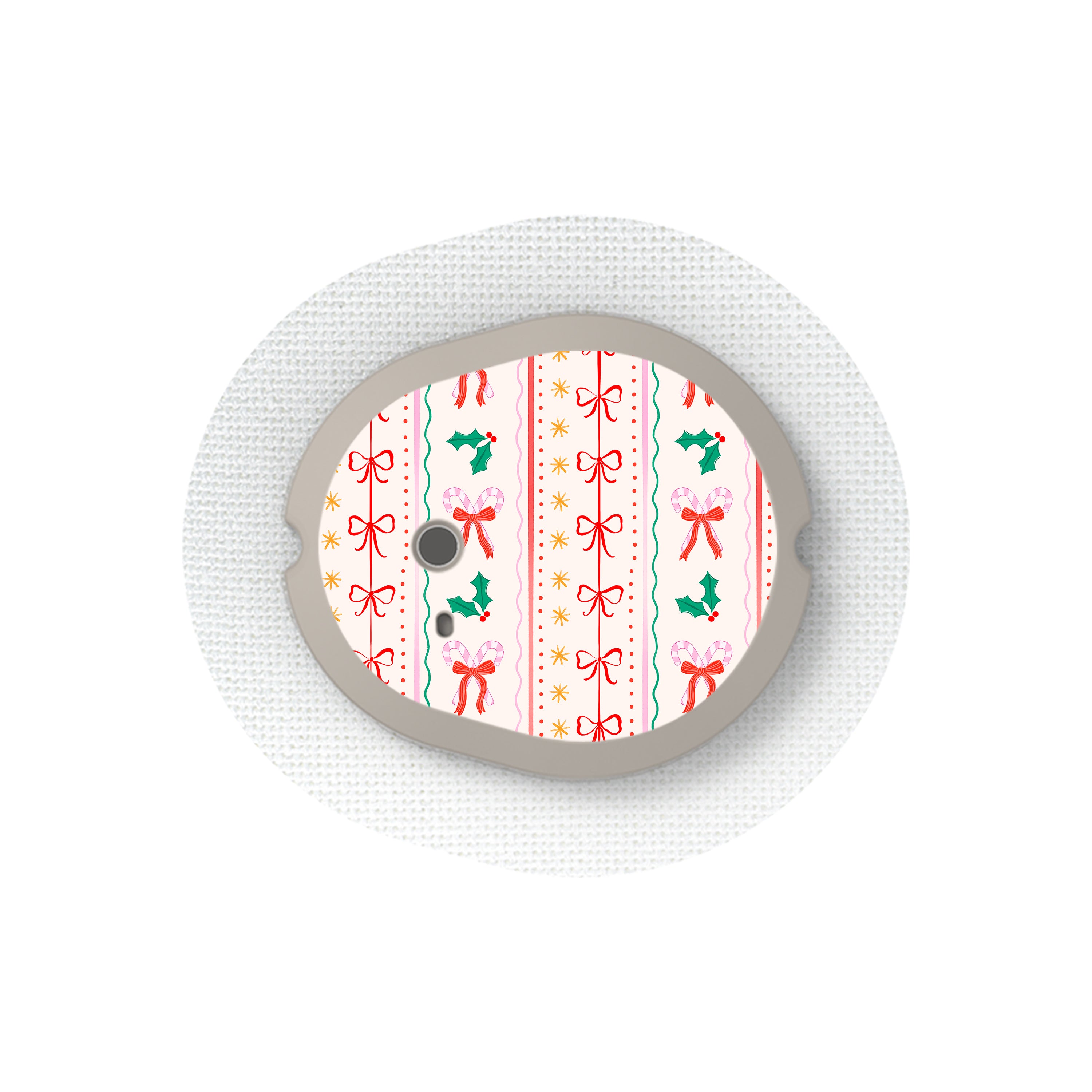 Holly Jolly Ribbon Dexcom G7 and Stelo Transmitter Sticker - Pump Peelz