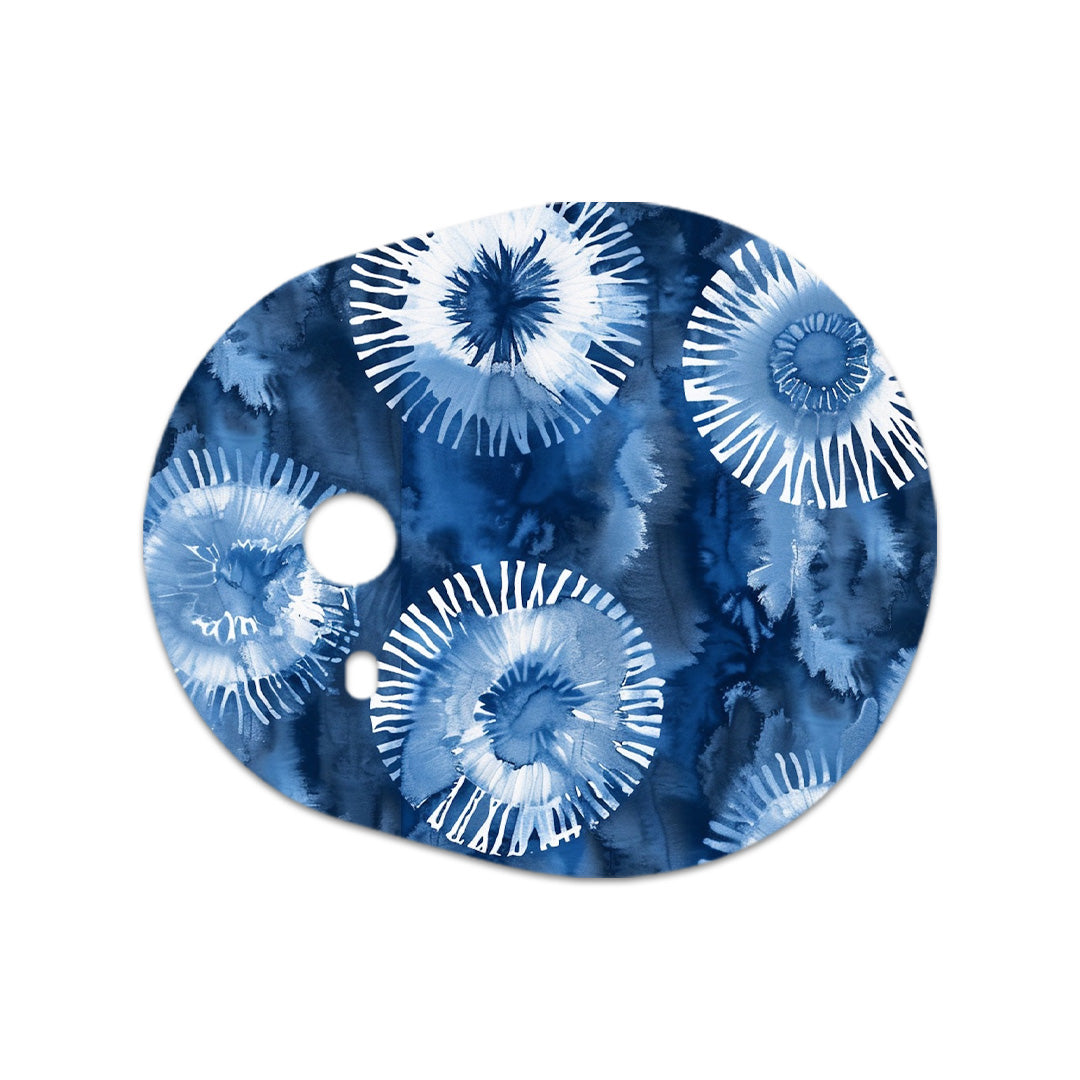 Monochrome Blue Tie Dye Sticker Designed for the DEXCOM G7 and Stelo Transmitter