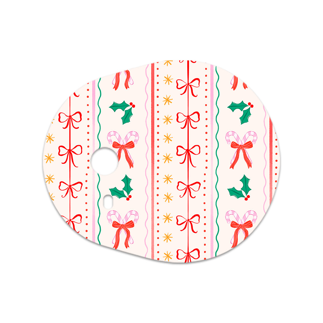 Holly Jolly Ribbon Dexcom G7 and Stelo Transmitter Sticker - Pump Peelz