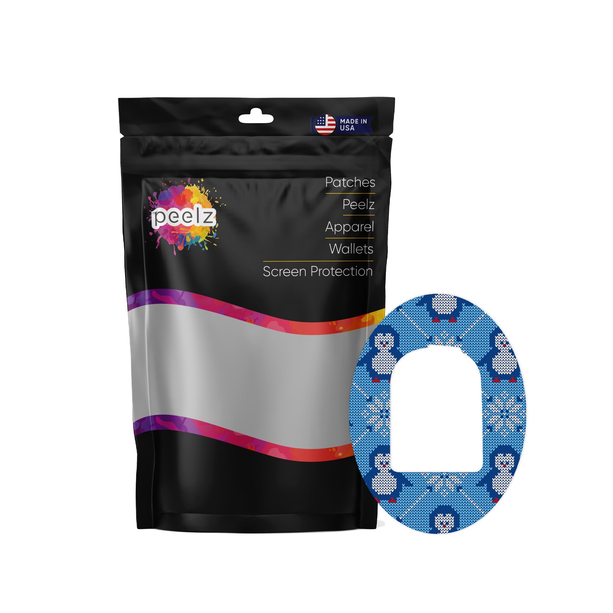 Knitted Penguins Patch Omnipod Tape-Pump Peelz