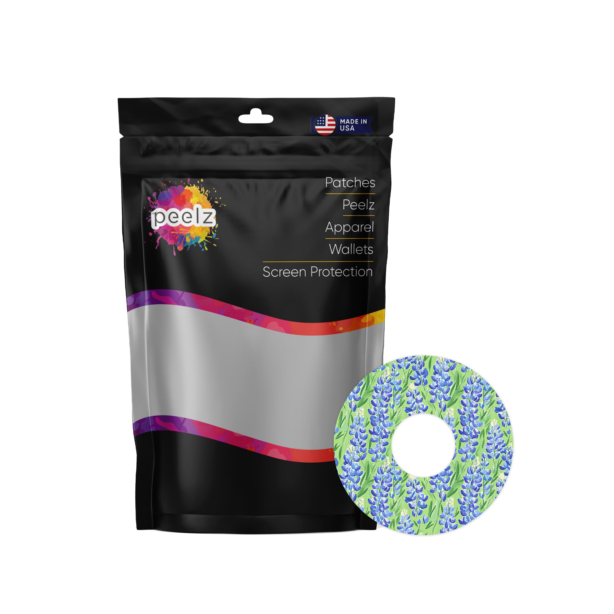 Blue Blooms Patch Tape Designed for the FreeStyle Libre 3 Plus & Lingo