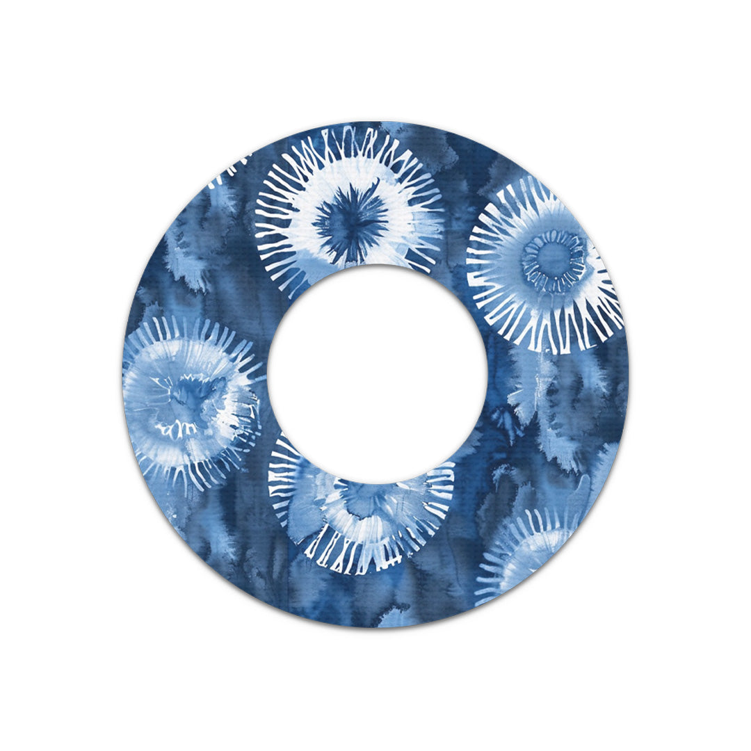 Monochrome Blue Tie Dye Freestyle Libre 2 Patch Tape - Pump Peelz