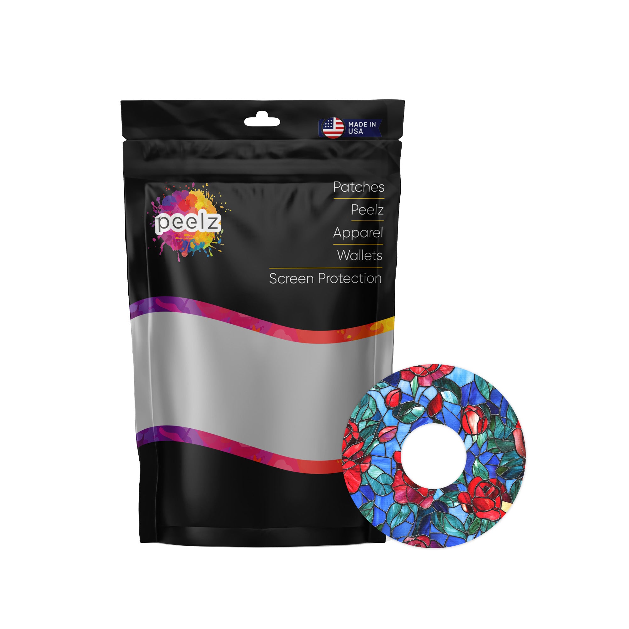 Crimson Blooms Patch Tape Designed for the FreeStyle Libre 3 Plus & Lingo