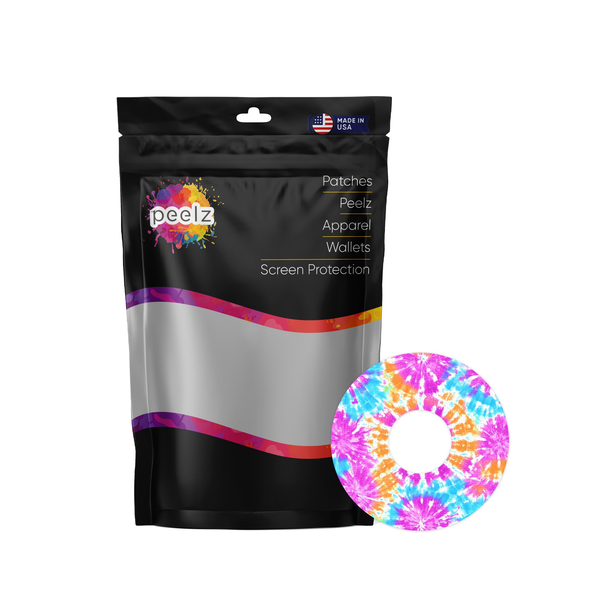 Neon Tie Dye FreeStyle Libre 3 Plus & Lingo  Patch Tape - Pump Peelz