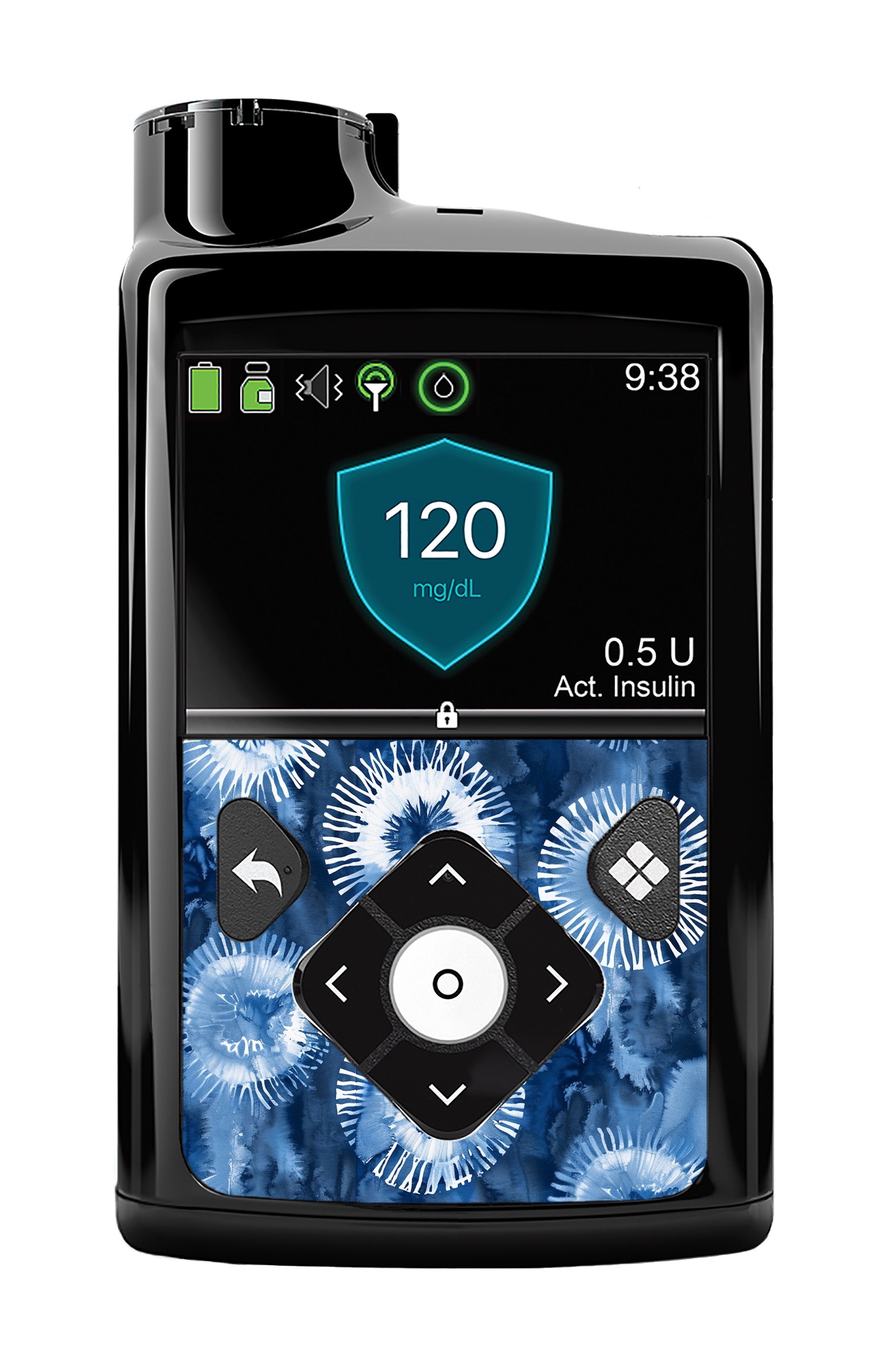 Monochrome Blue Tie Dye Sticker for Medtronic MiniMed 770G & 780G