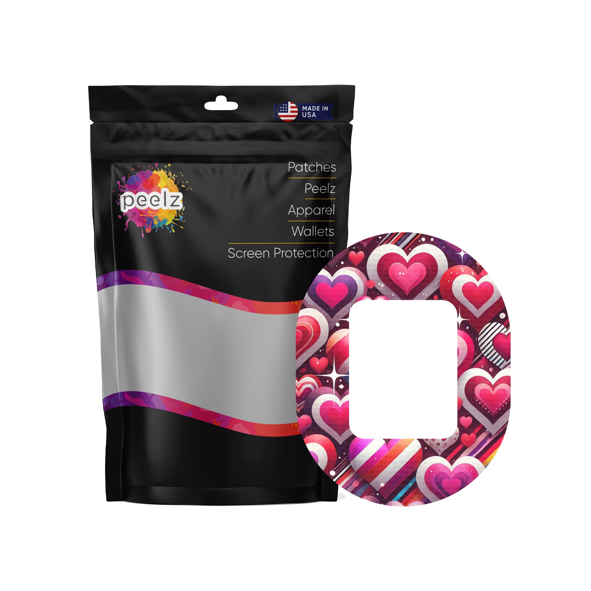 Sparkly Hearts Tandem Mobi Decorative Patch Tape - Pump Peelz