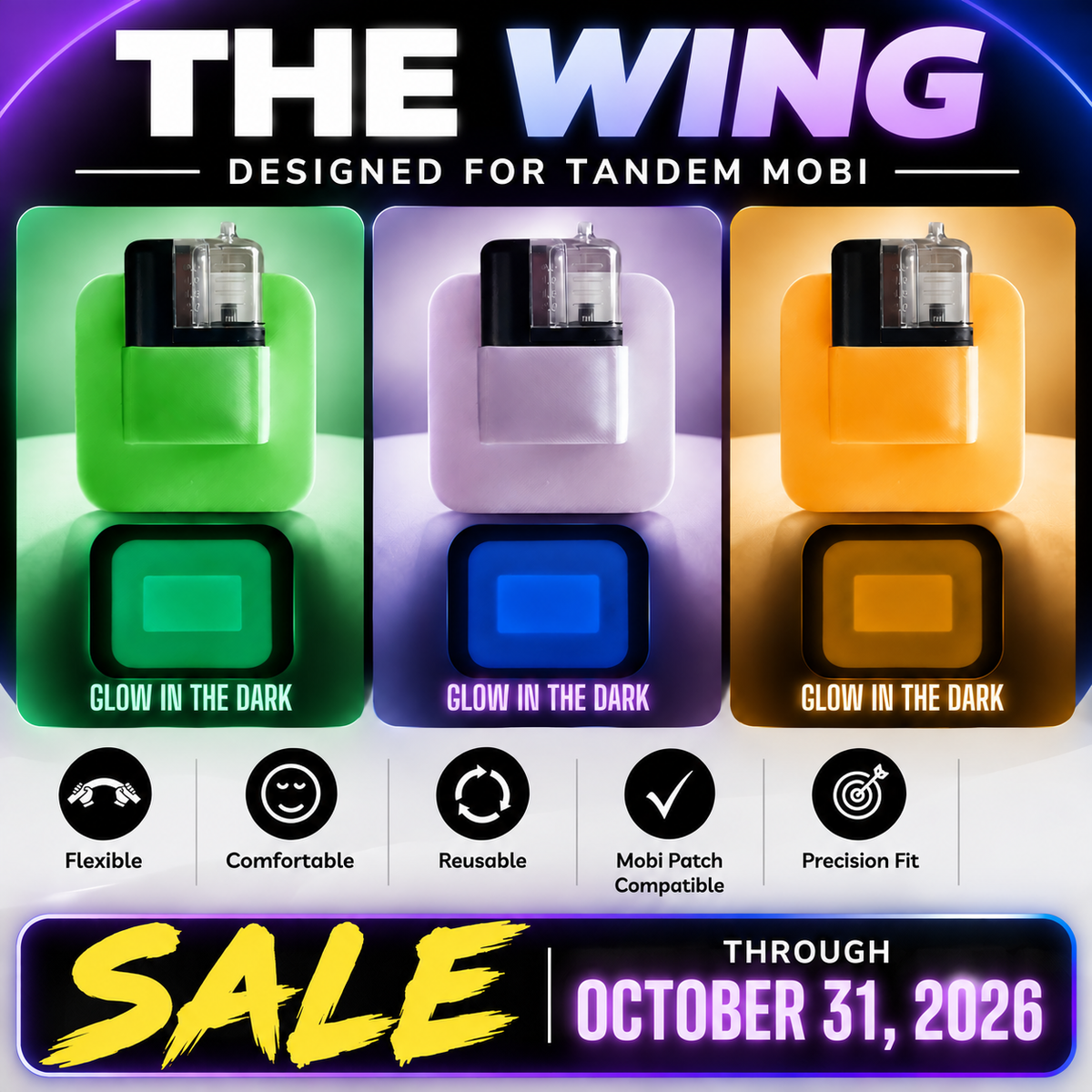 The Wing designed for Tandem Mobi - GLOW IN THE DARK 3-Pack - Sale! (3 for $60)
