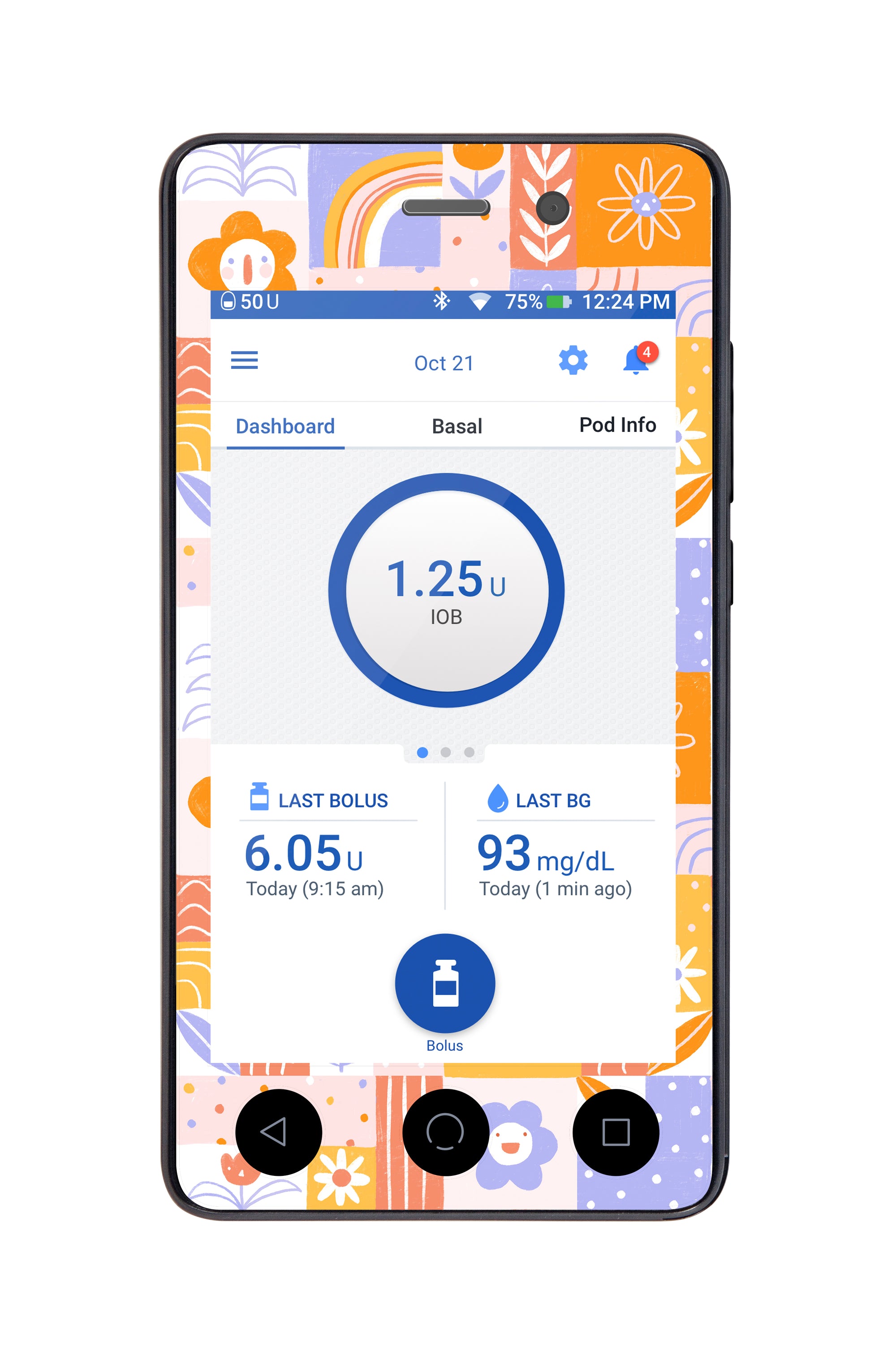 Wildflower Doodle Sticker for Omnipod DASH® PDM – Pump Peelz