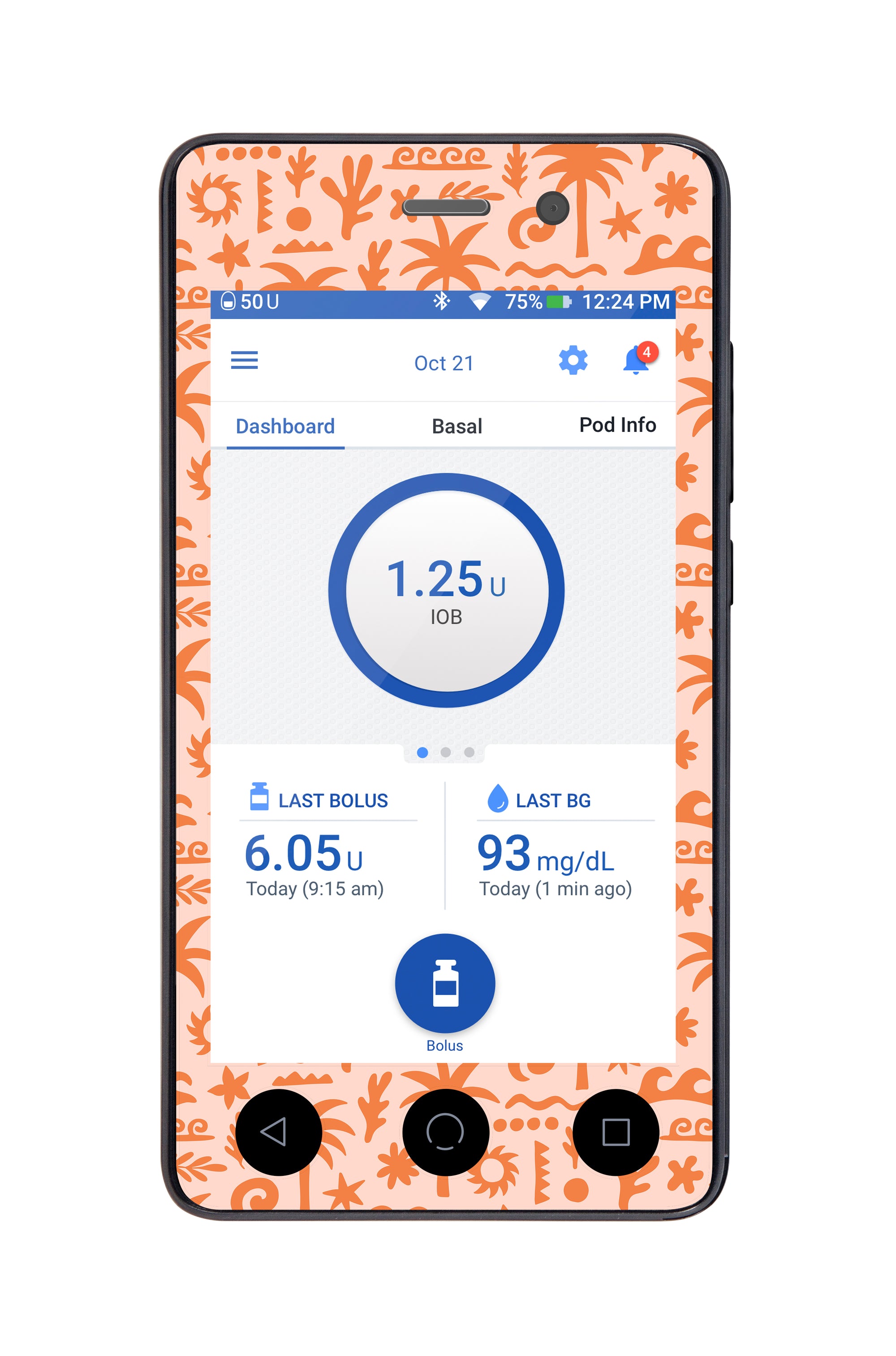 Terracotta Tides Sticker for Omnipod DASH® PDM – Pump Peelz