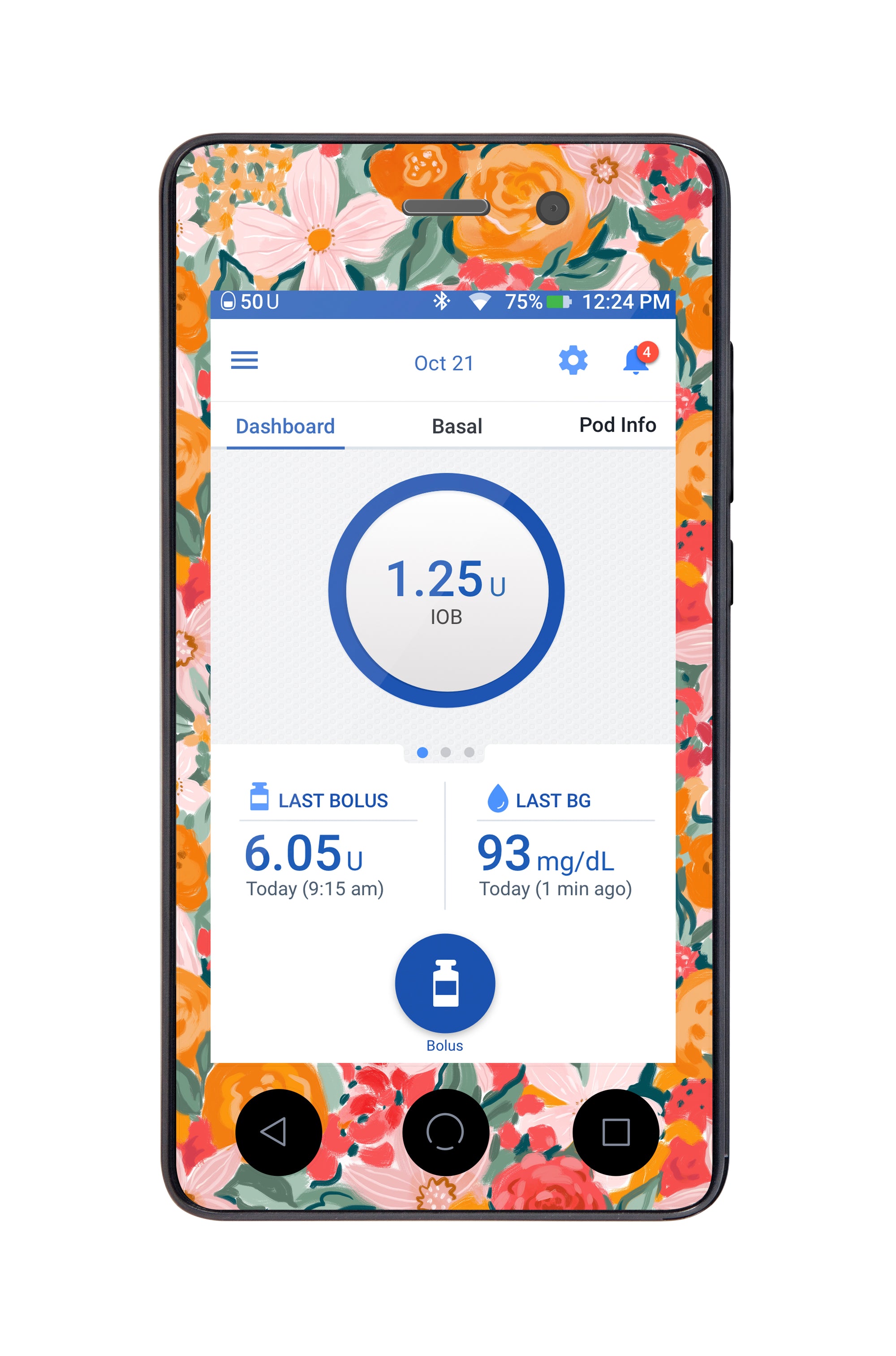 Blush Blossom Sticker for Omnipod DASH ® PDM – Pump Peelz