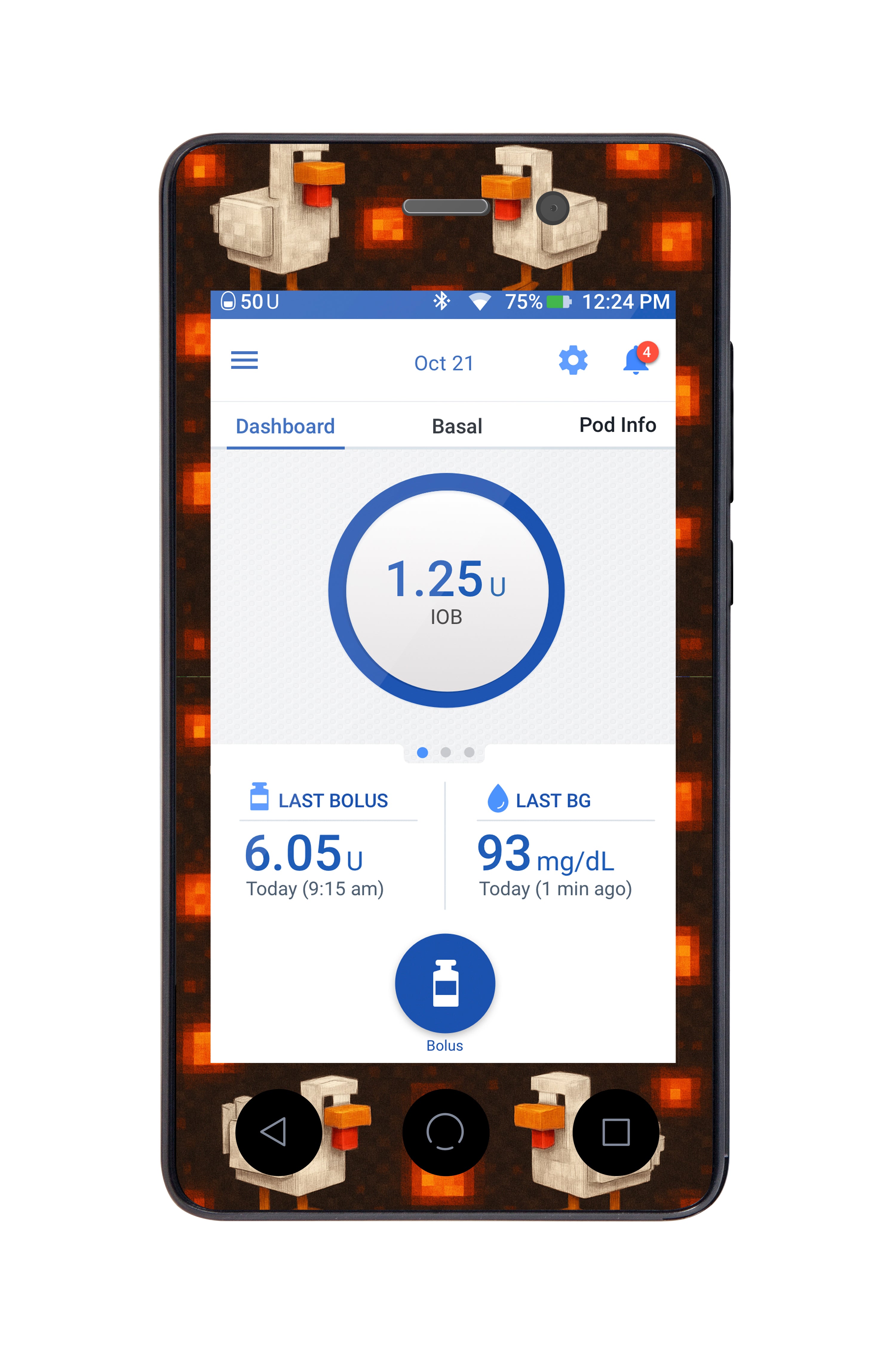 Inferno Chicken Sticker for Omnipod DASH® PDM – Pump Peelz