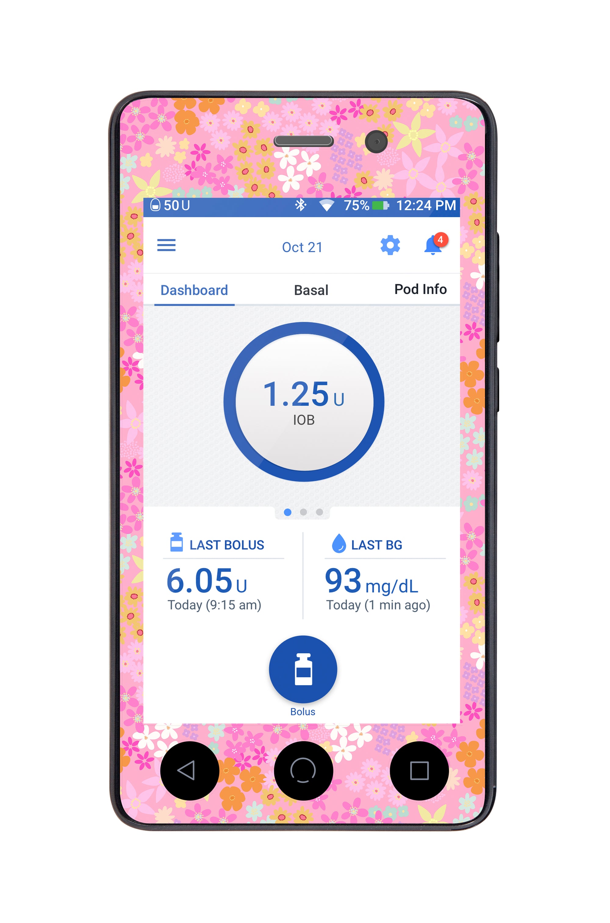 Pink Petals Sticker for Omnipod DASH ® PDM – Pump Peelz