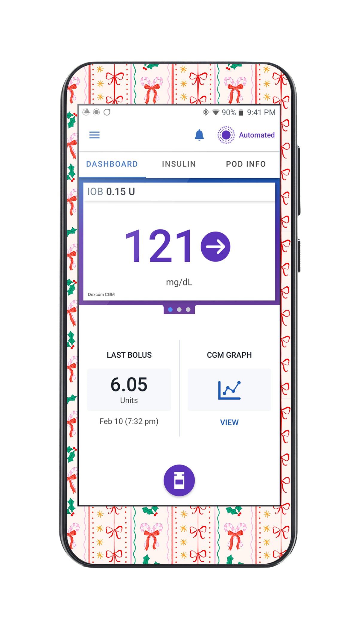 Holly Jolly Ribbon Sticker for Omnipod® 5 Controller – Pump Peelz