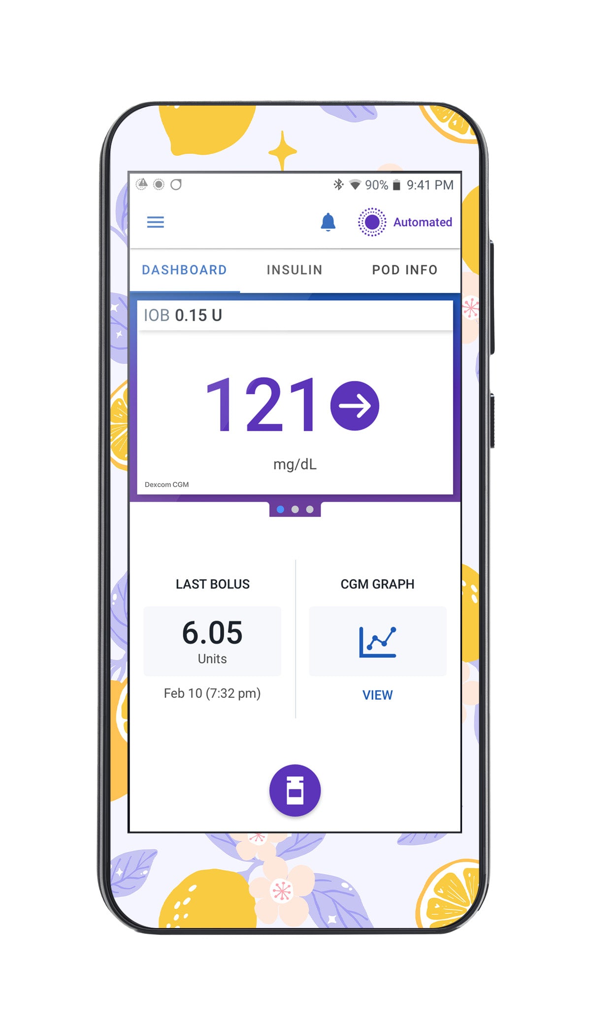 Lemon Lavender Sticker for Omnipod® 5 Controller – Pump Peelz